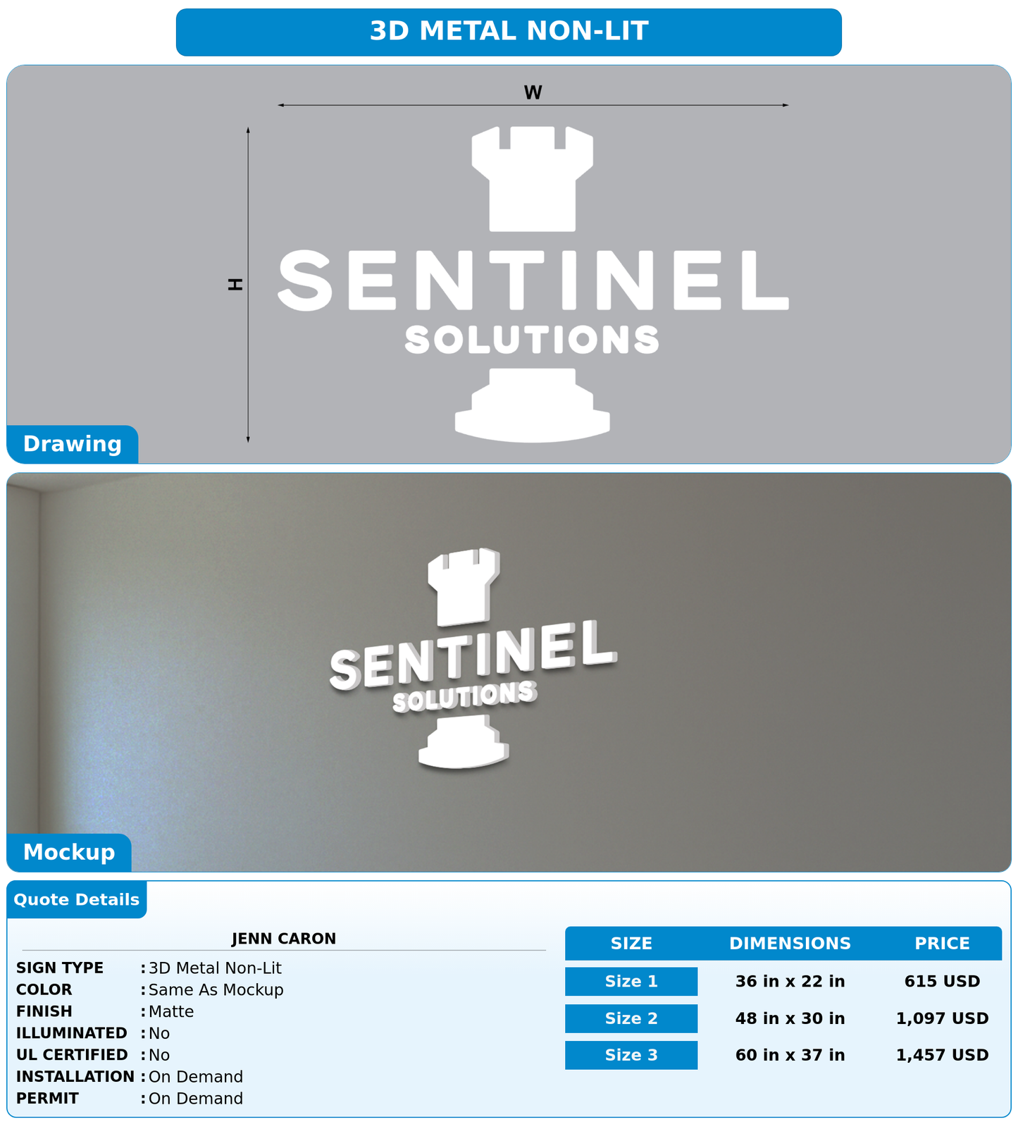 CUSTOM MOCKUP SIGN FOR Jenn Caron