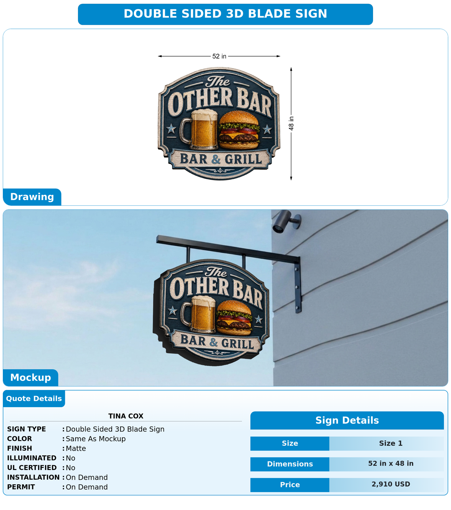 CUSTOM MOCKUP SIGN FOR Tina Cox