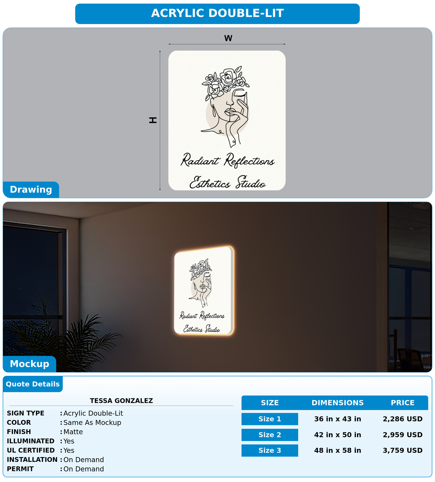 CUSTOM MOCKUP SIGN FOR Tessa Gonzalez