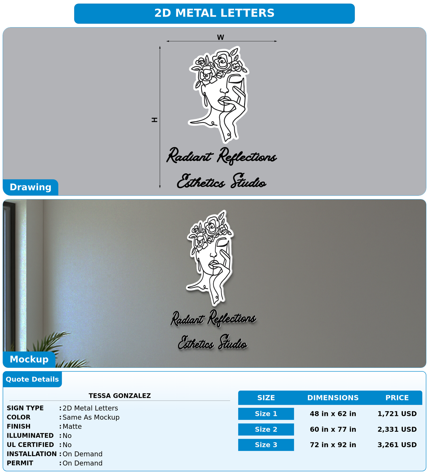 CUSTOM MOCKUP SIGN FOR Tessa Gonzalez