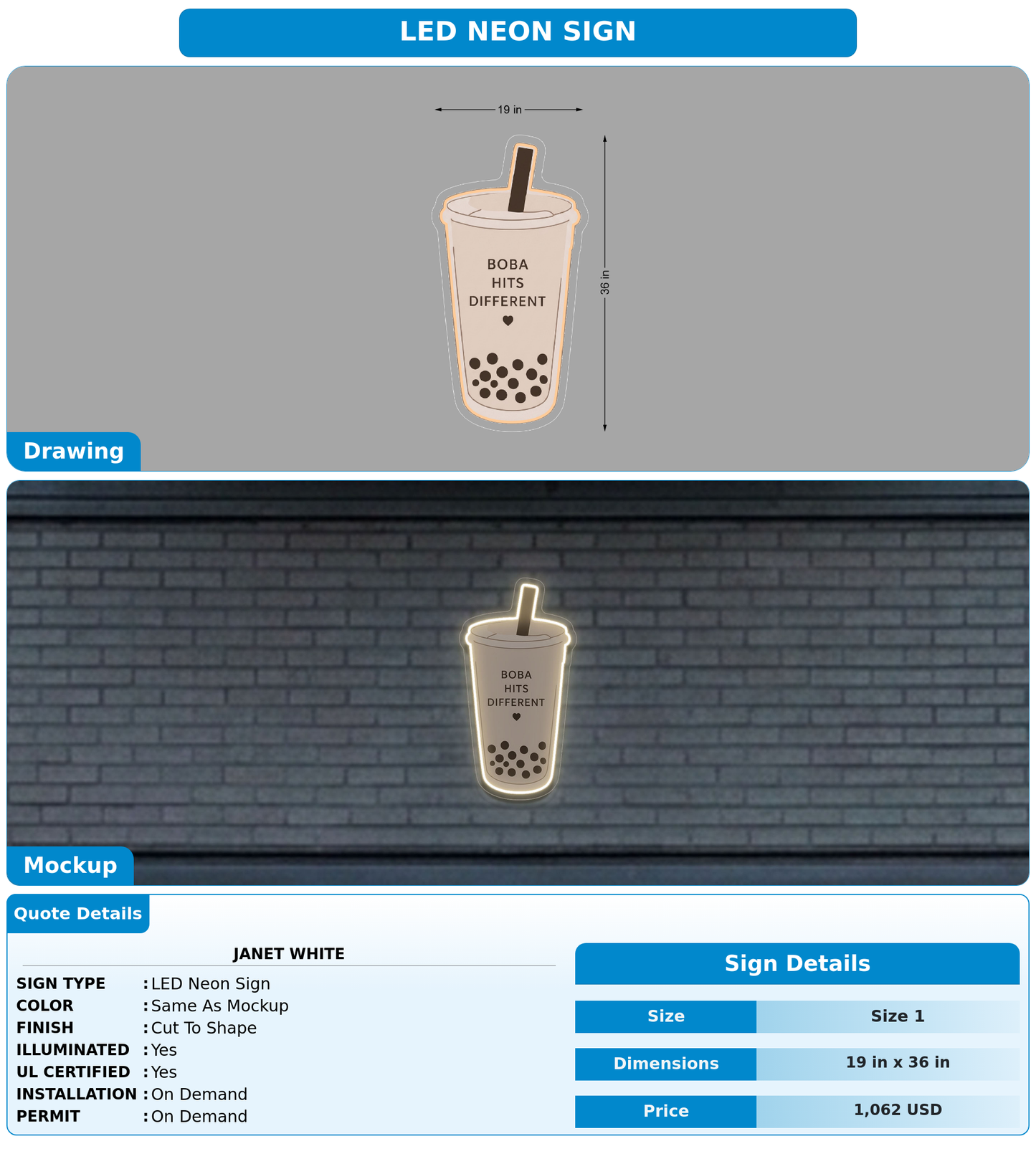 CUSTOM MOCKUP SIGN FOR Janet White