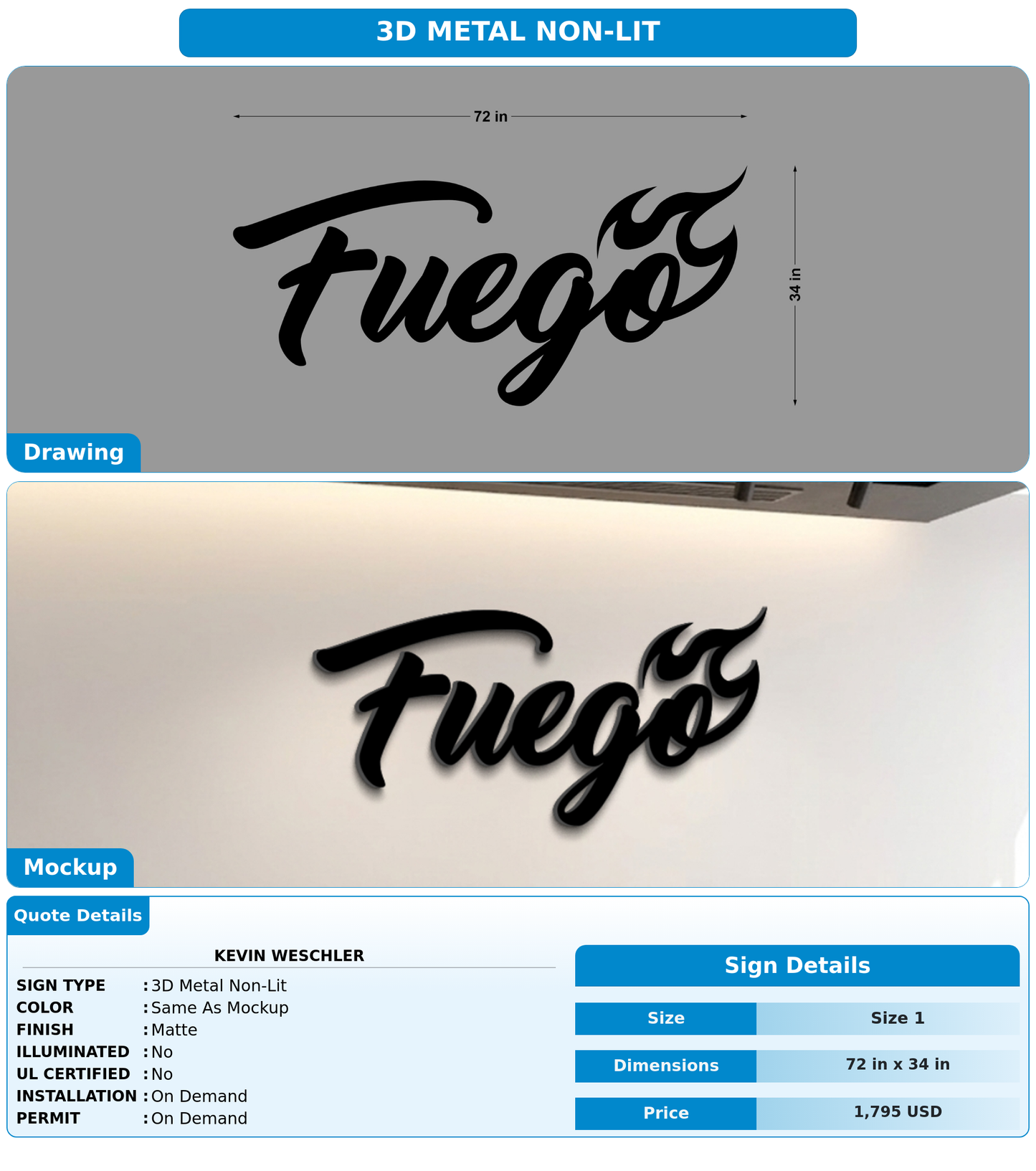 CUSTOM MOCKUP SIGN FOR Kevin Weschler