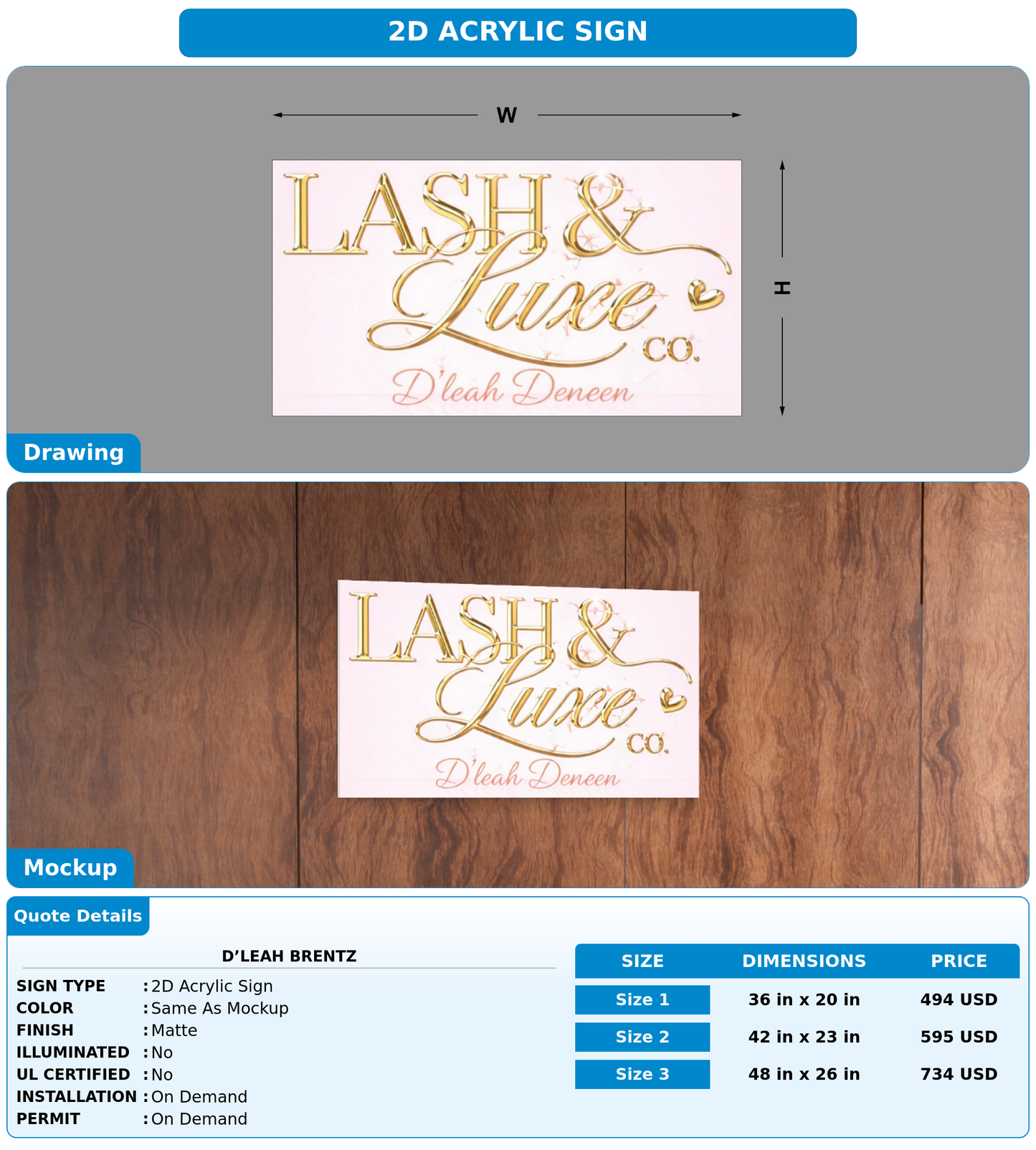 CUSTOM MOCKUP SIGN FOR D’leah Brentz