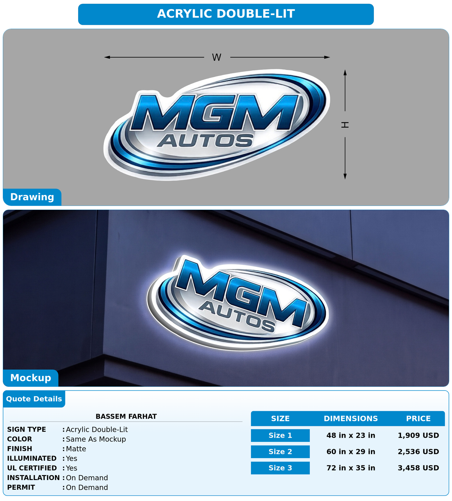 CUSTOM MOCKUP SIGN FOR Bassem Farhat