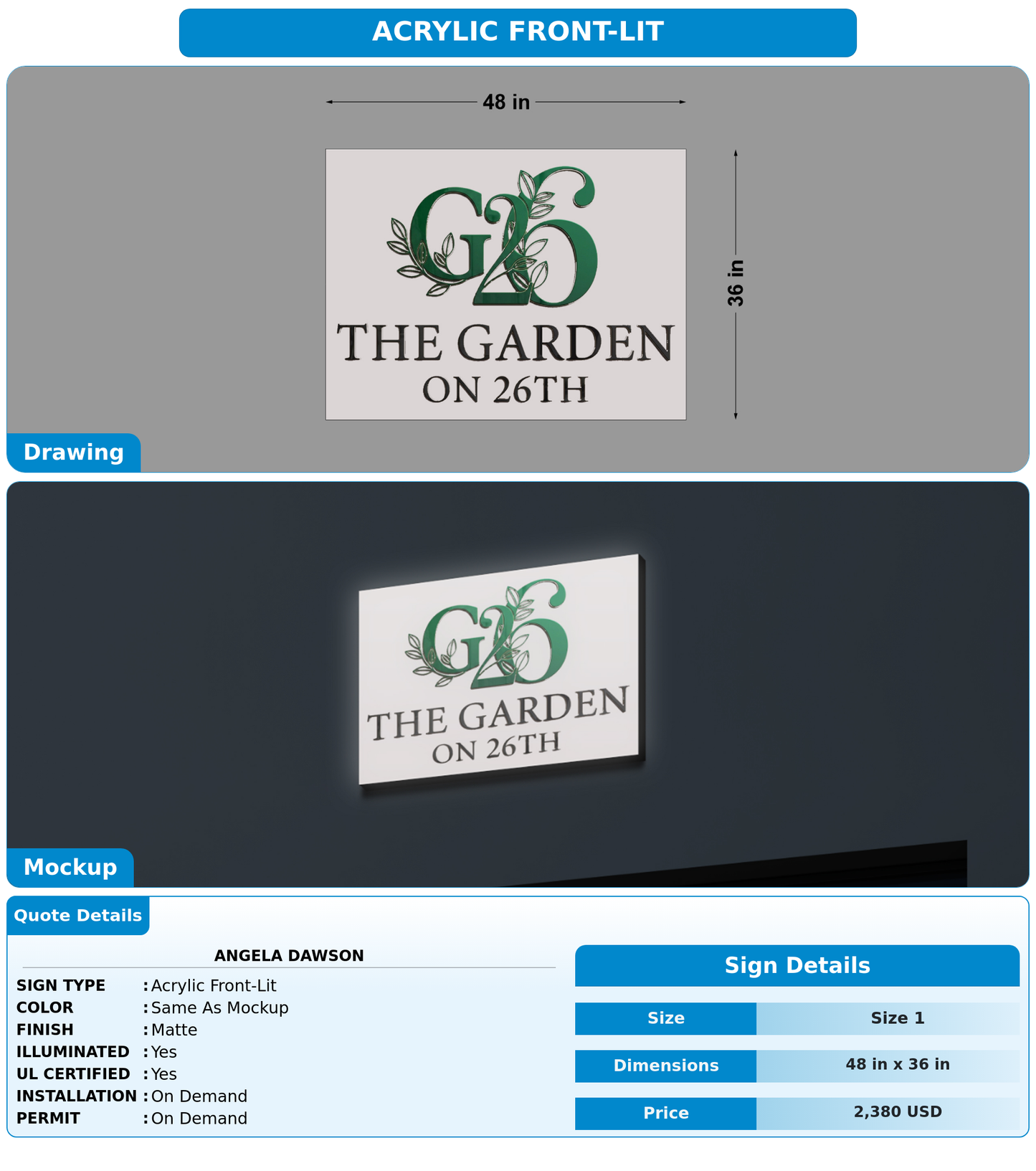 CUSTOM MOCKUP SIGN FOR Angela Dawson