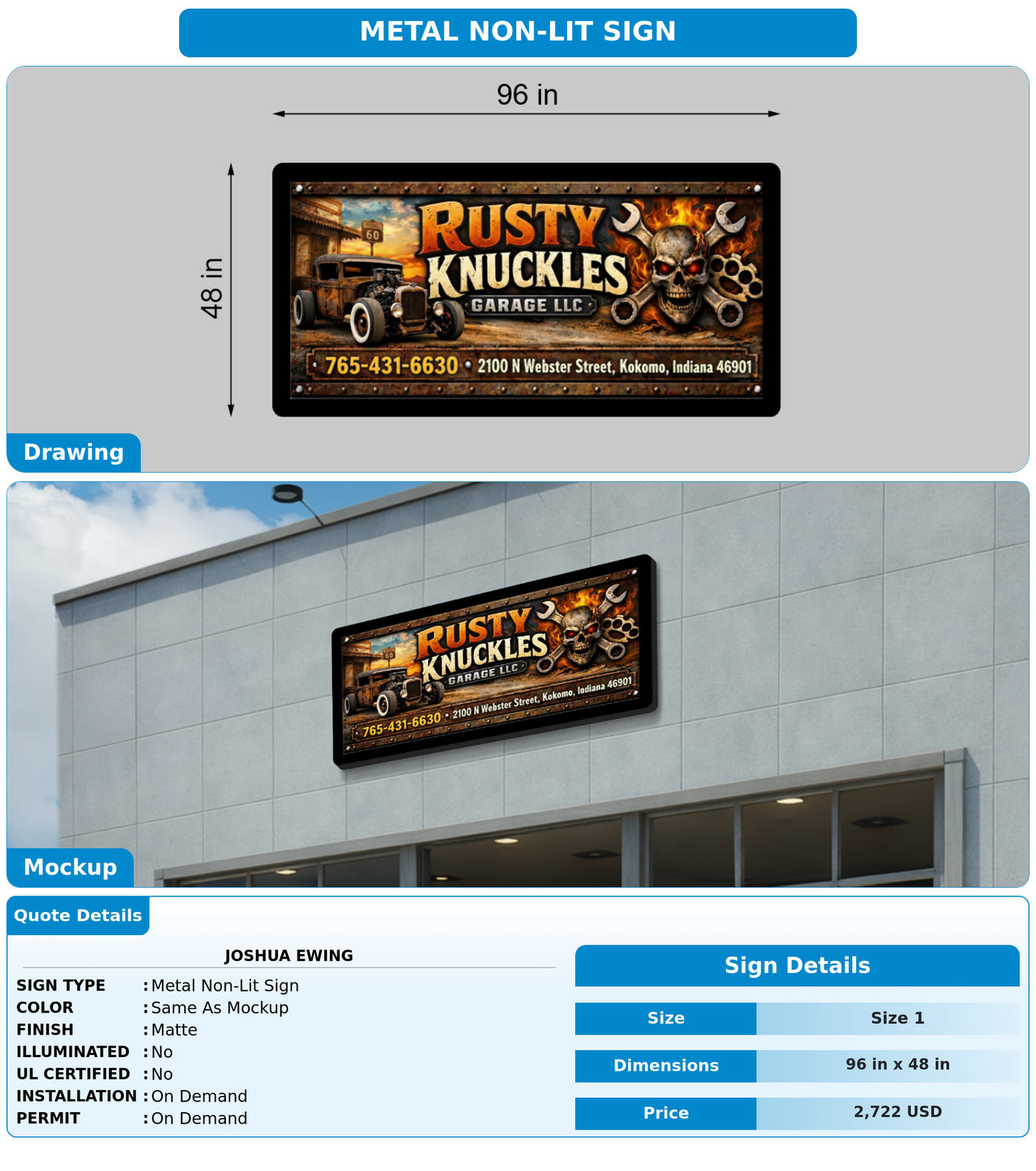 CUSTOM MOCKUP SIGN FOR Joshua Ewing