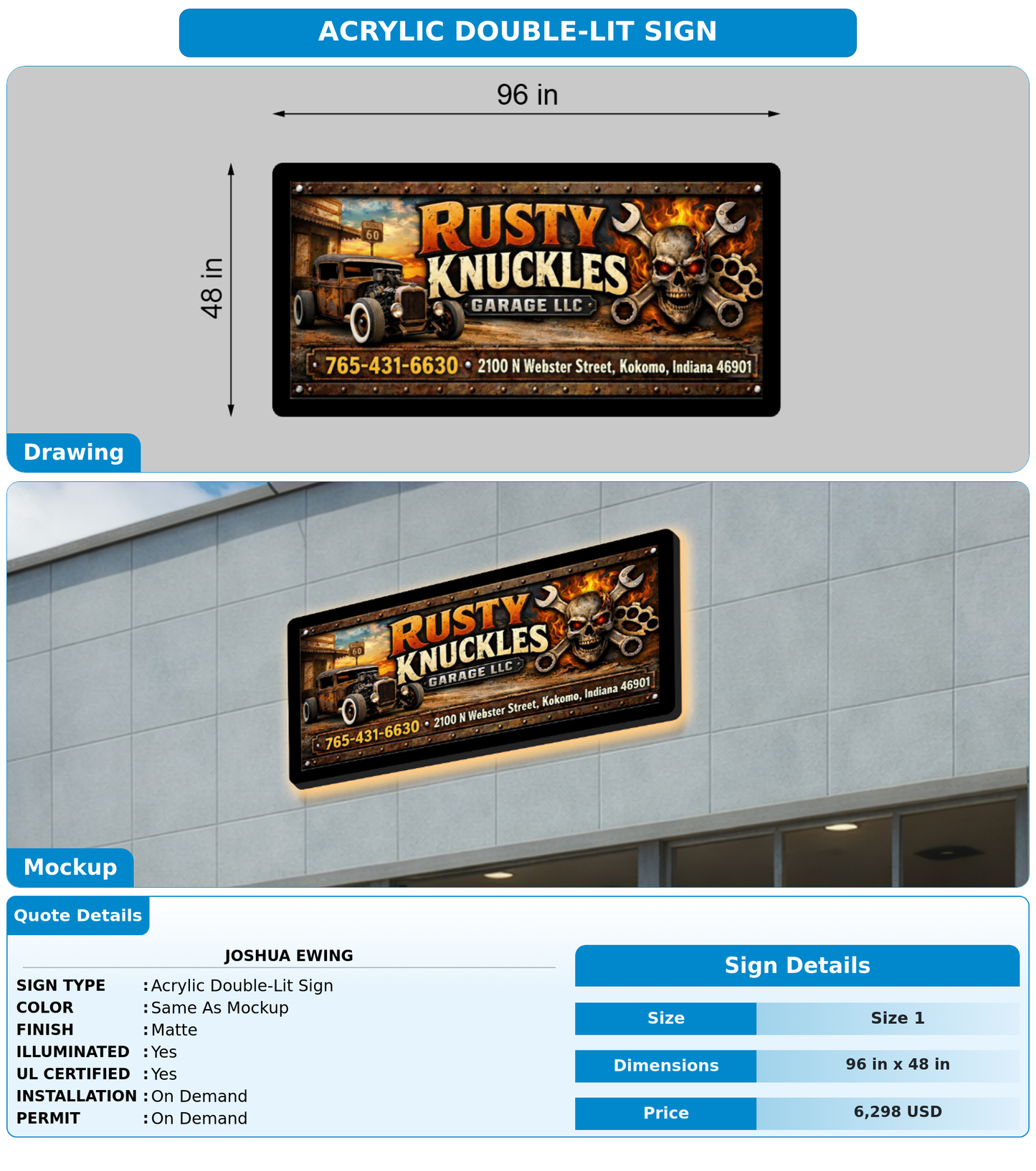 CUSTOM MOCKUP SIGN FOR Joshua Ewing