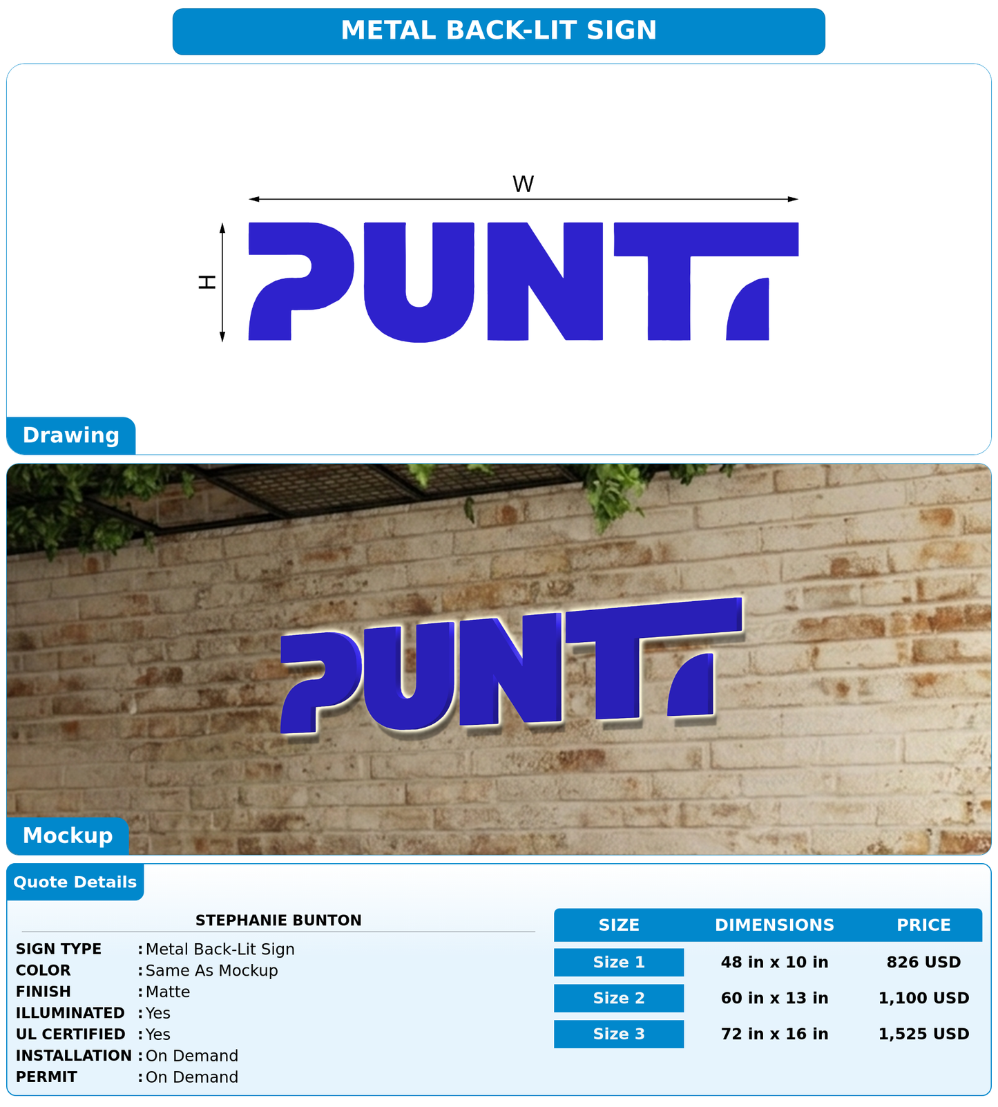 CUSTOM MOCKUP SIGN FOR Stephanie Bunton