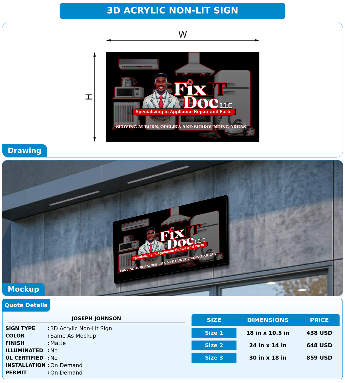 CUSTOM MOCKUP SIGN FOR Joseph Johnson