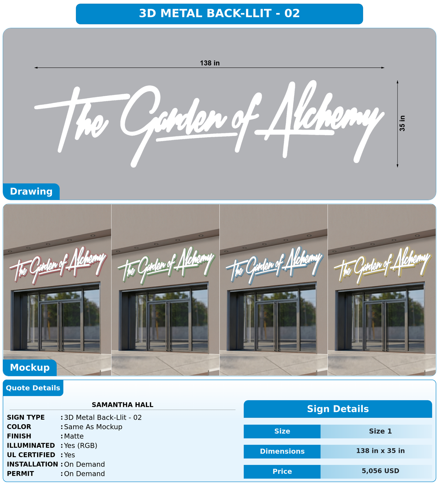 CUSTOM MOCKUP SIGN FOR Samantha hall