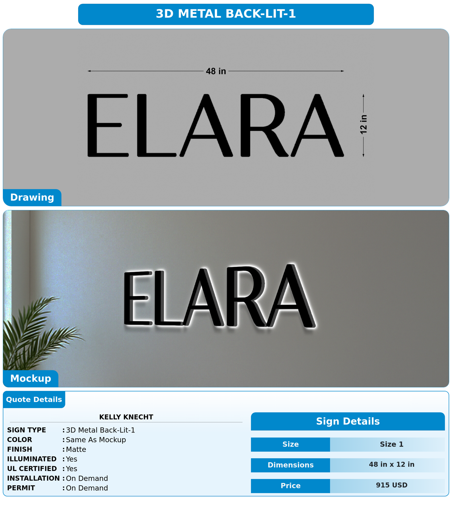 CUSTOM MOCKUP SIGN FOR Kelly Knecht