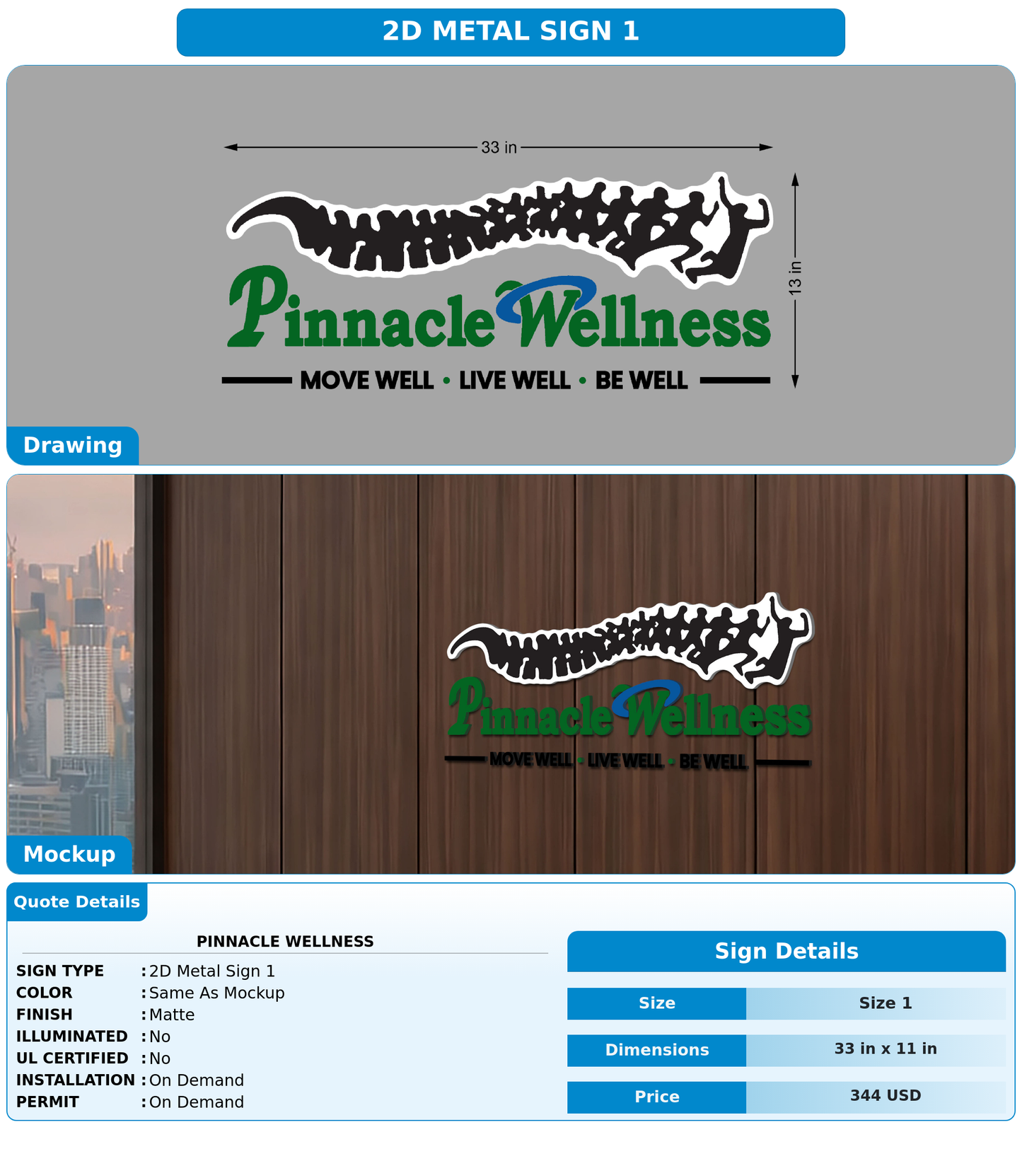 CUSTOM MOCKUP SIGN FOR Pinnacle Wellness