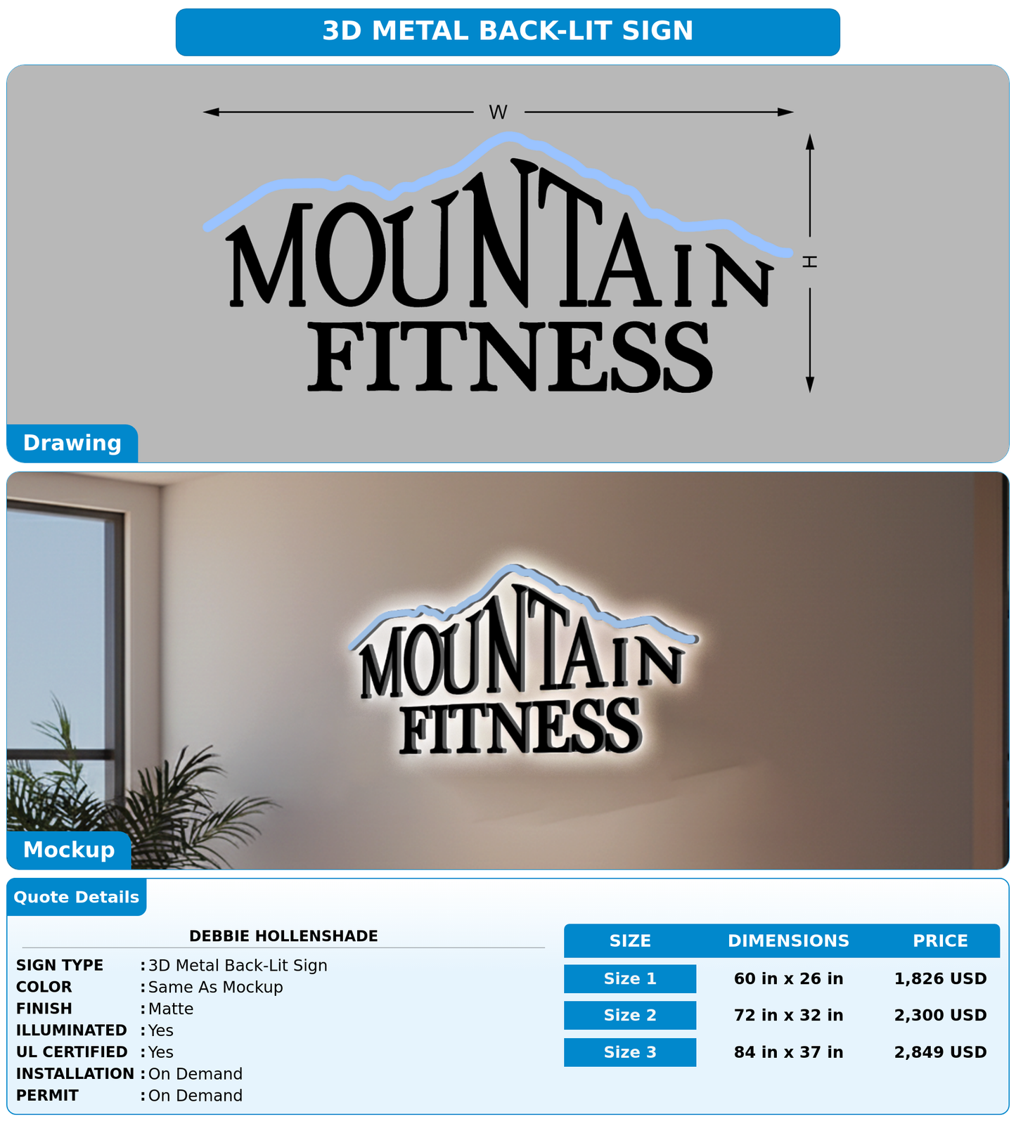 CUSTOM MOCKUP SIGN FOR Debbie Hollenshade