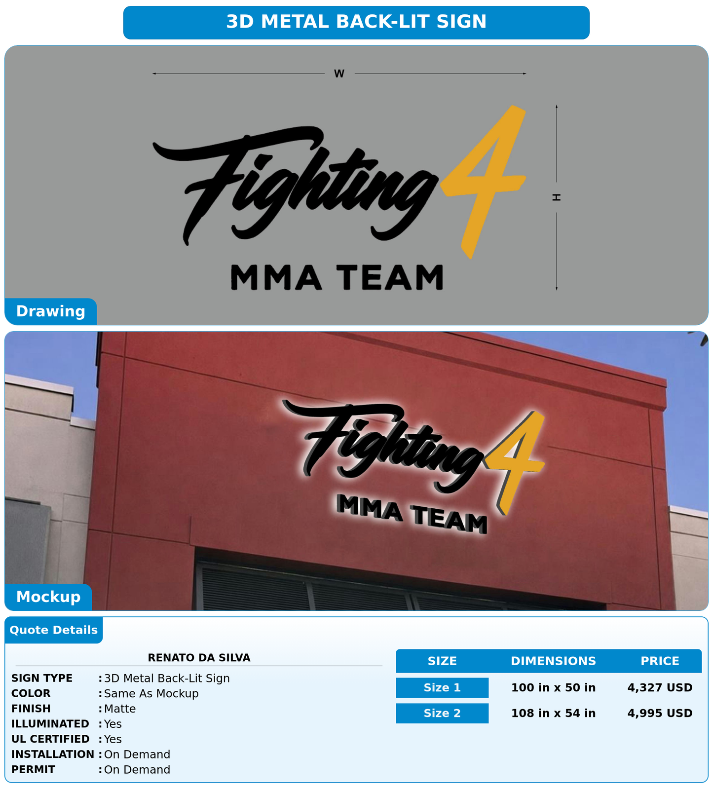 CUSTOM MOCKUP SIGN FOR Renato da Silva