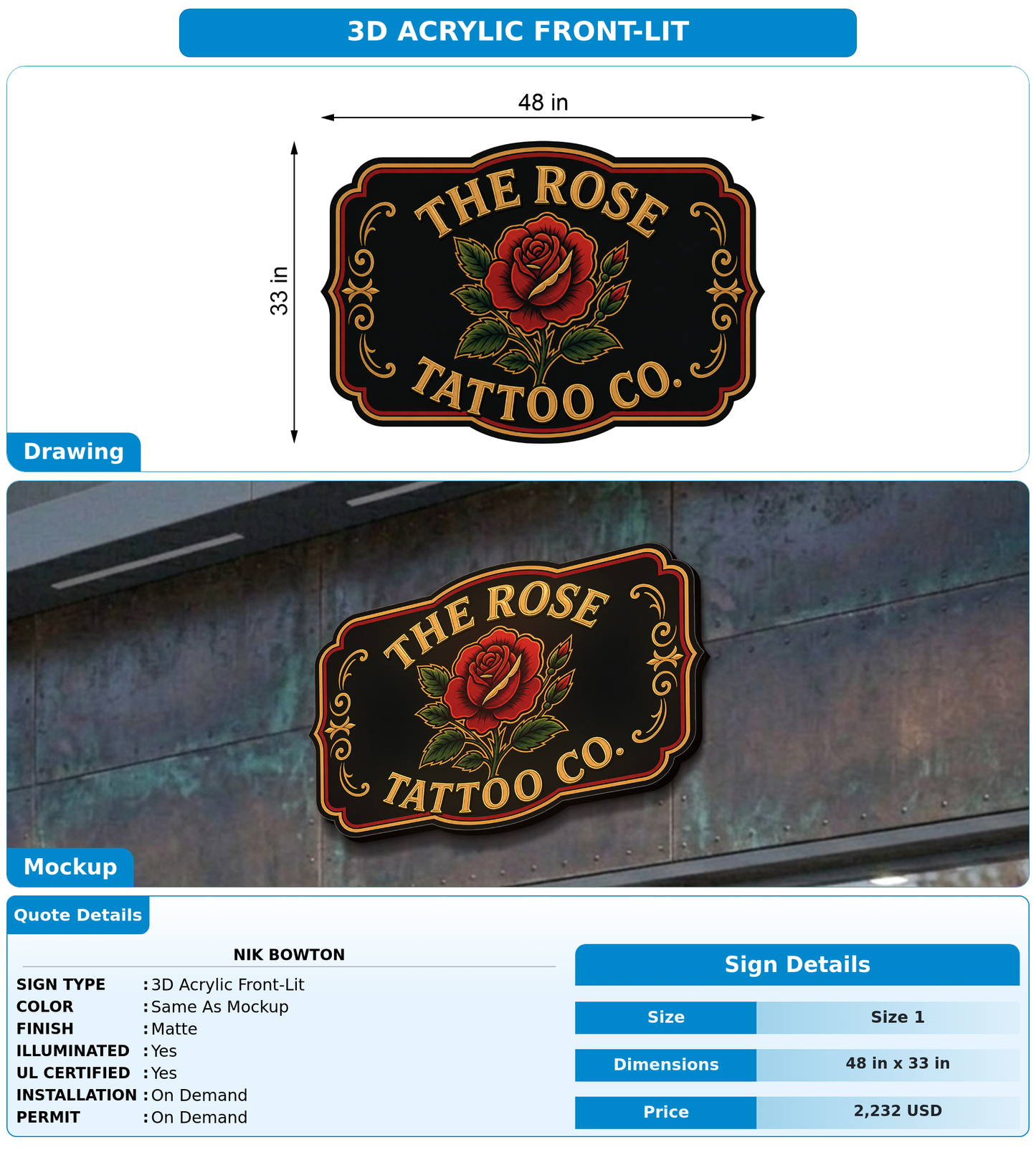 CUSTOM MOCKUP SIGN FOR Nik Bowton