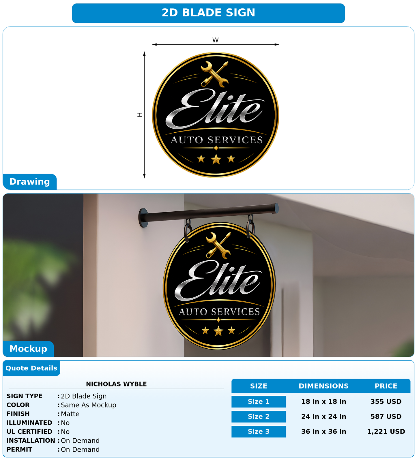 CUSTOM MOCKUP SIGN FOR Nicholas Wyble