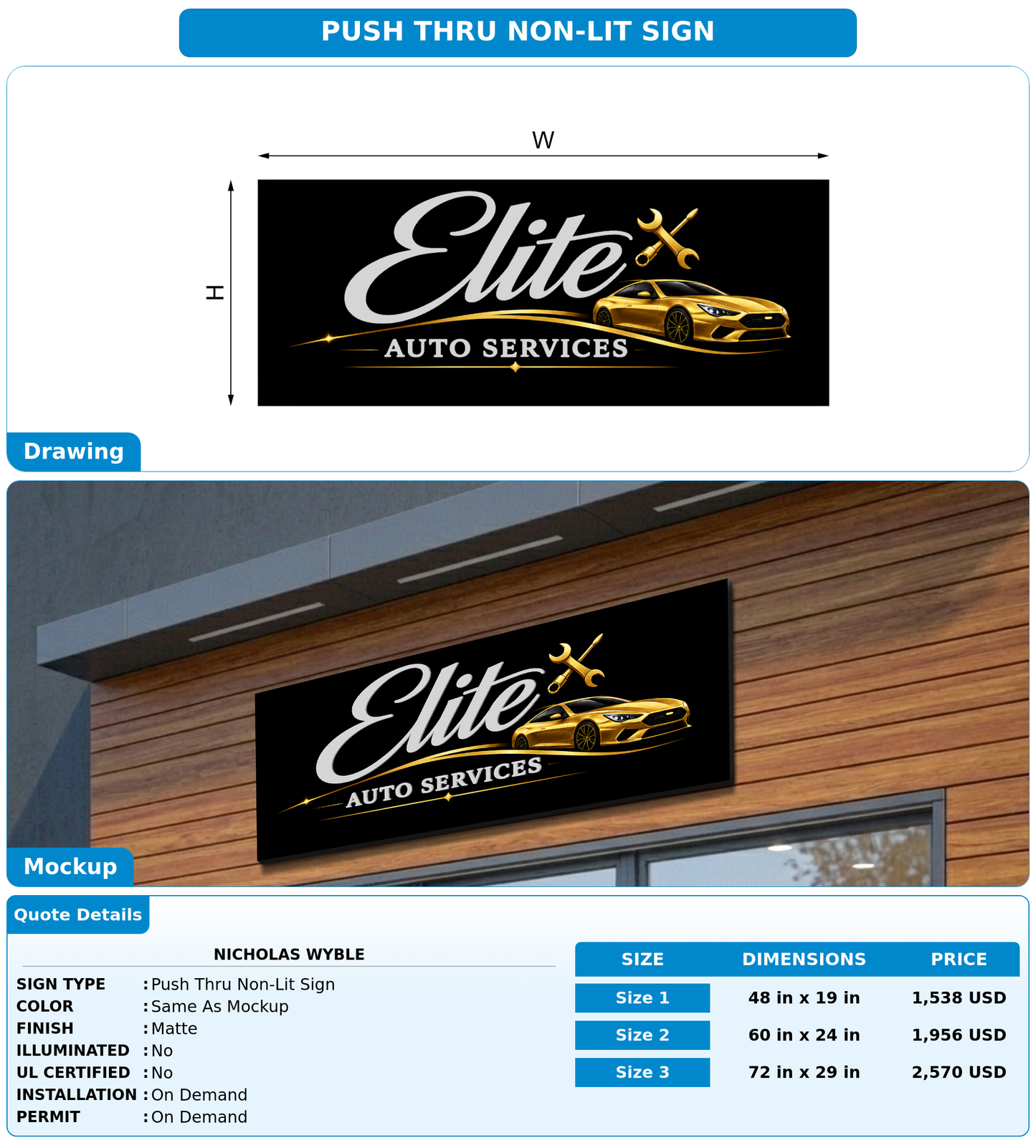 CUSTOM MOCKUP SIGN FOR Nicholas Wyble