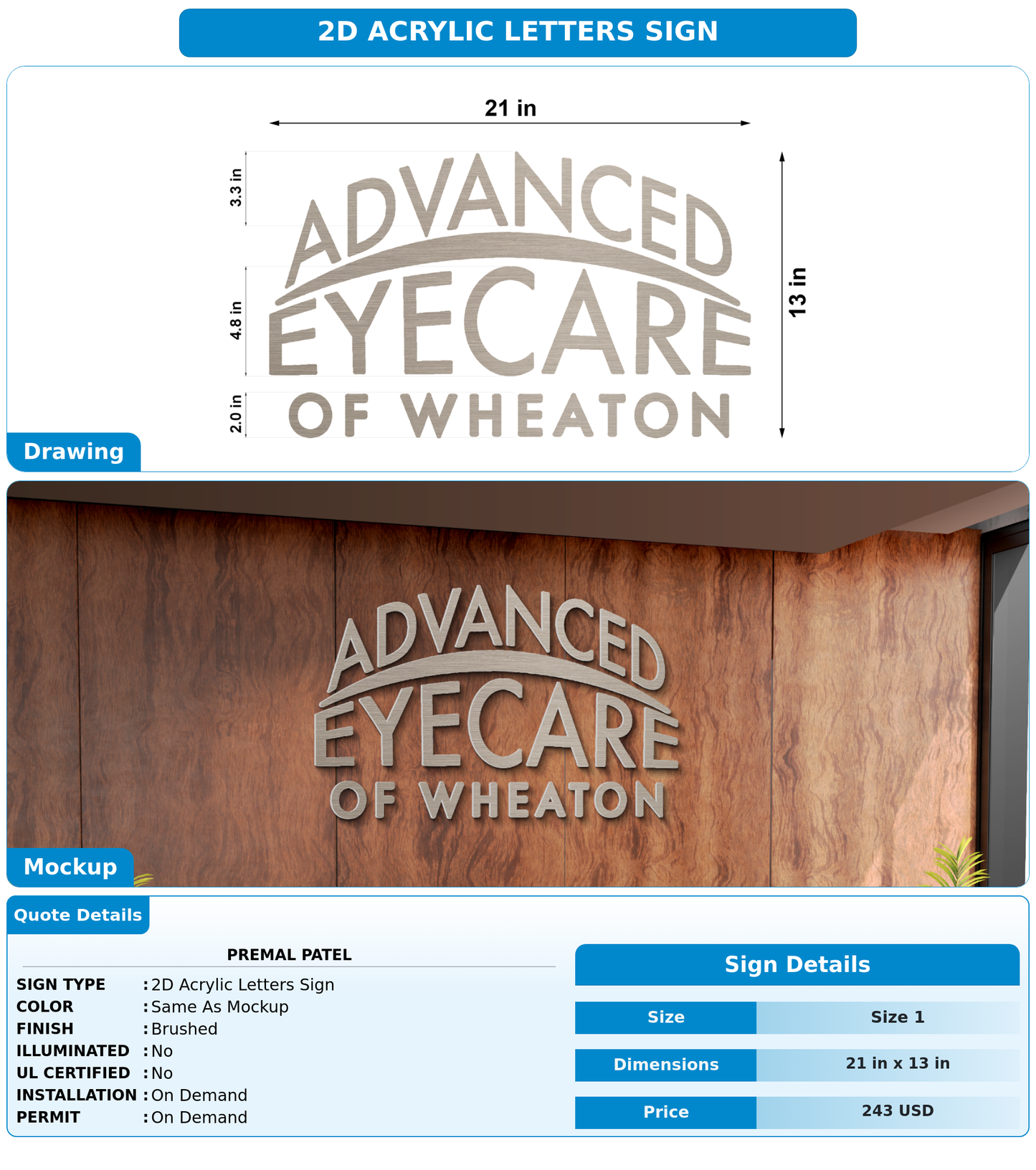 CUSTOM MOCKUP SIGN FOR Premal Patel