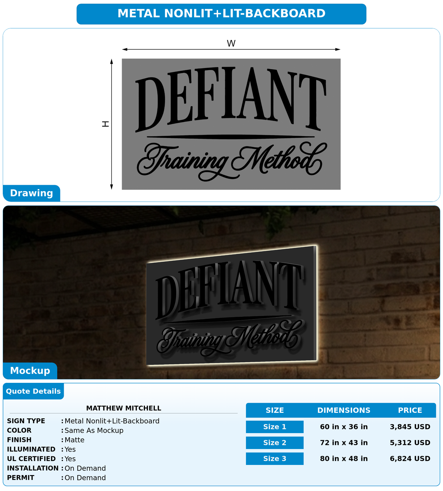 CUSTOM MOCKUP SIGN FOR matthew mitchell