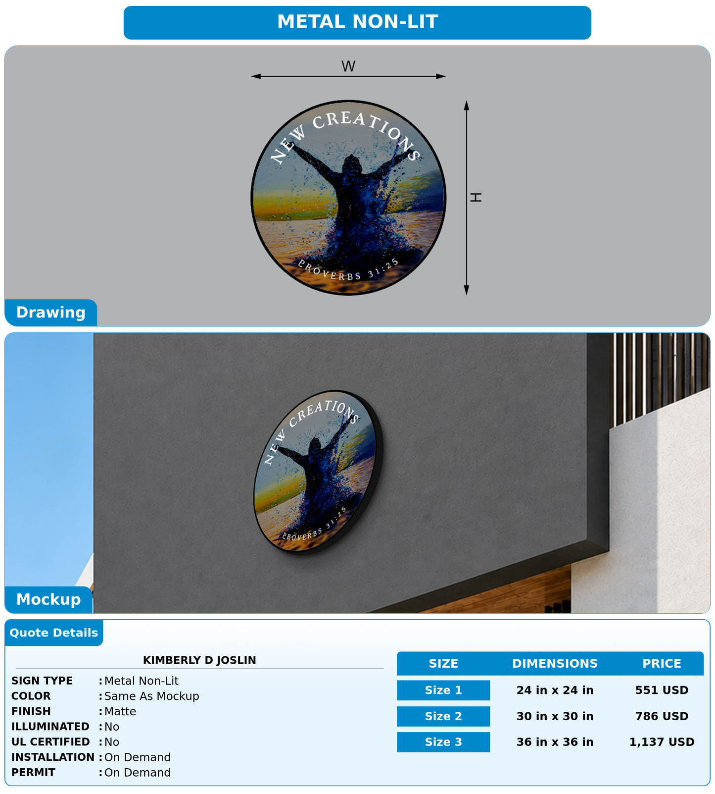 CUSTOM MOCKUP SIGN FOR Kimberly D Joslin