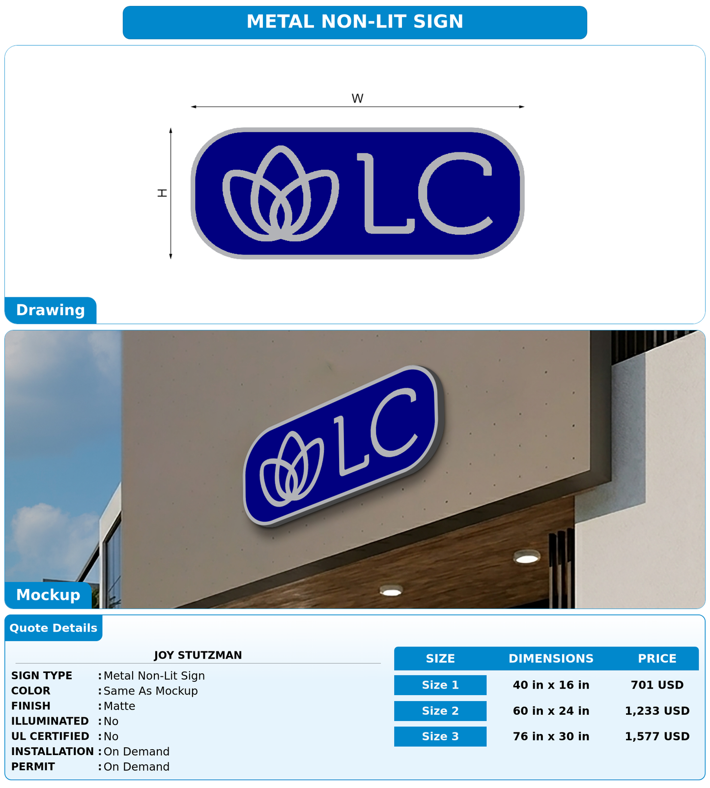 CUSTOM MOCKUP SIGN FOR Joy Stutzman