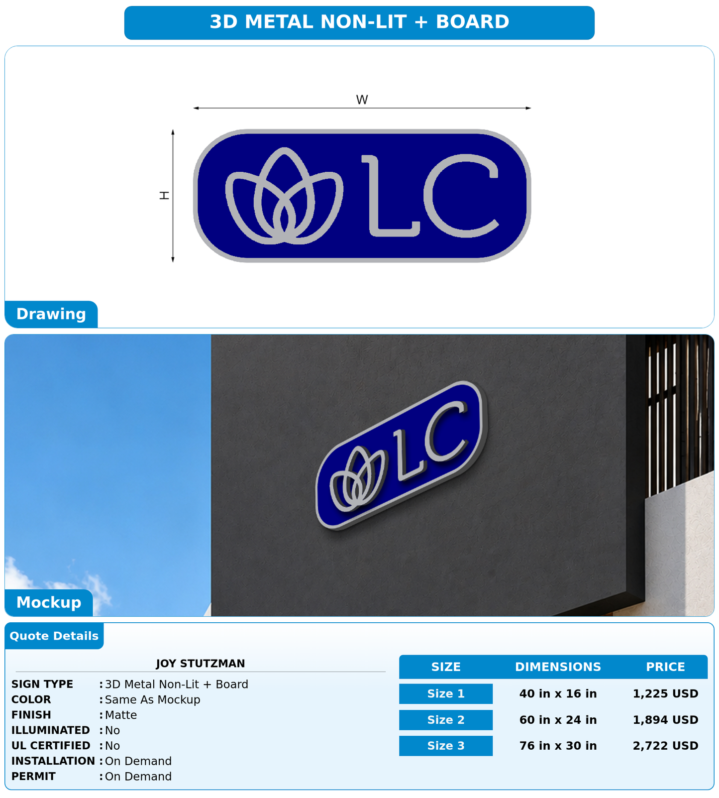 CUSTOM MOCKUP SIGN FOR Joy Stutzman