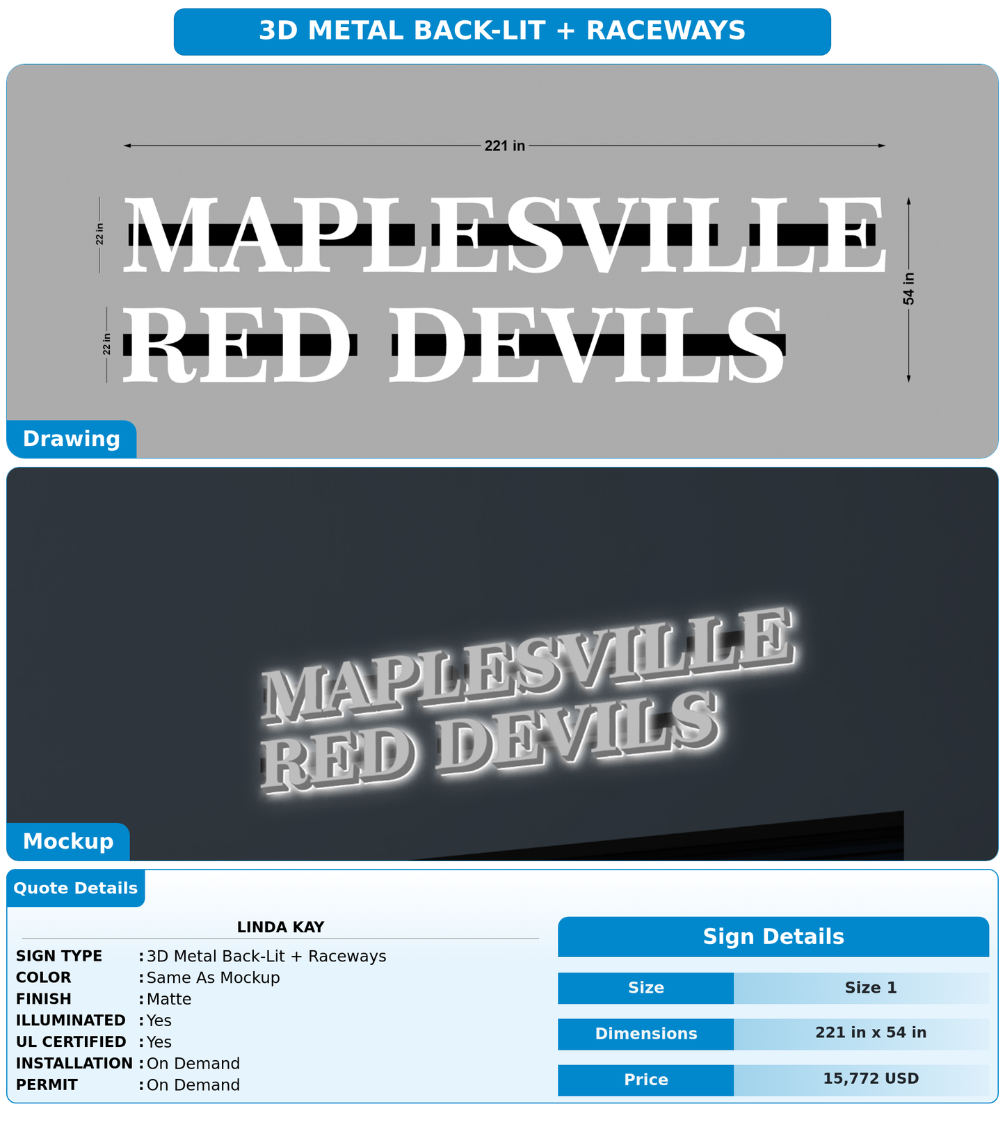 CUSTOM MOCKUP SIGN FOR Linda Kay