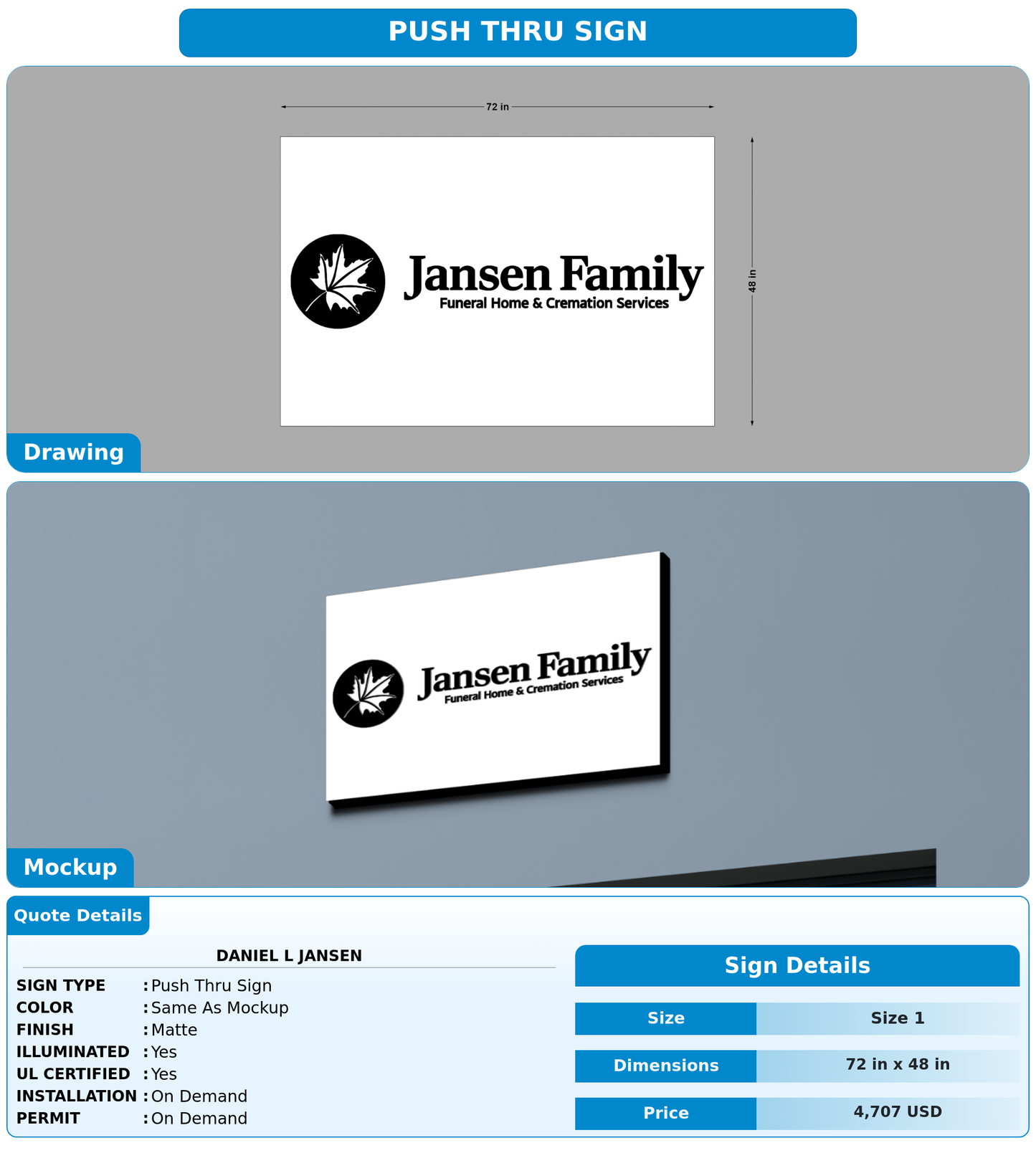 CUSTOM MOCKUP SIGN FOR Daniel L Jansen