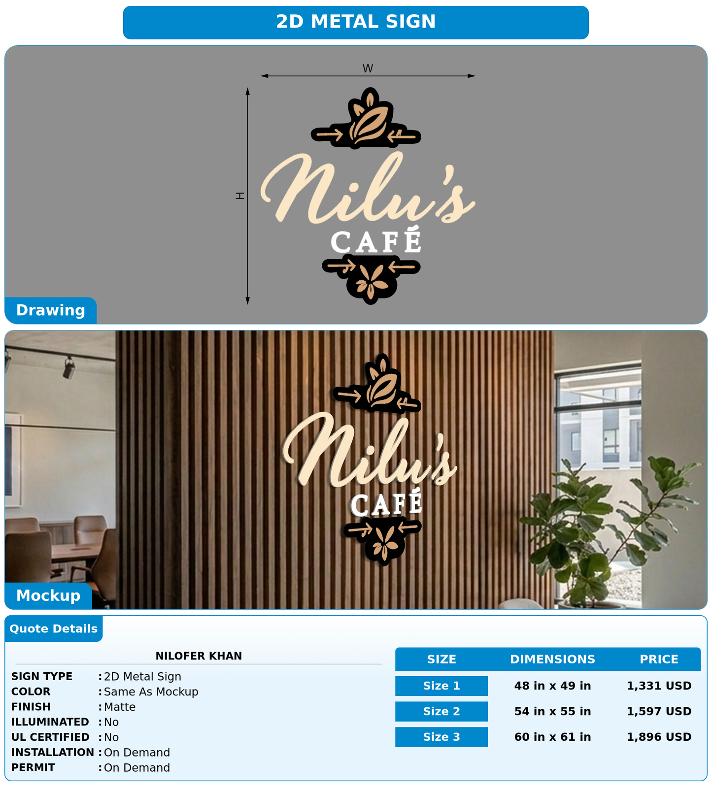 CUSTOM MOCKUP SIGN FOR Nilofer khan