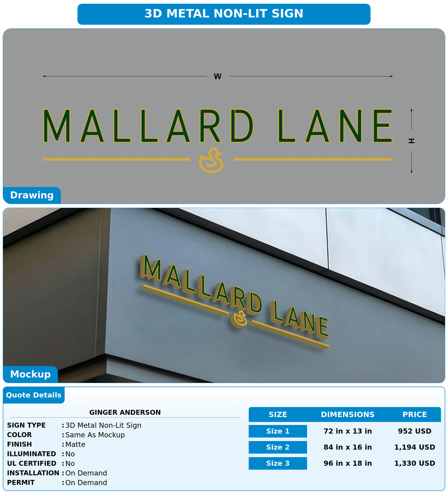 CUSTOM MOCKUP SIGN FOR Ginger Anderson