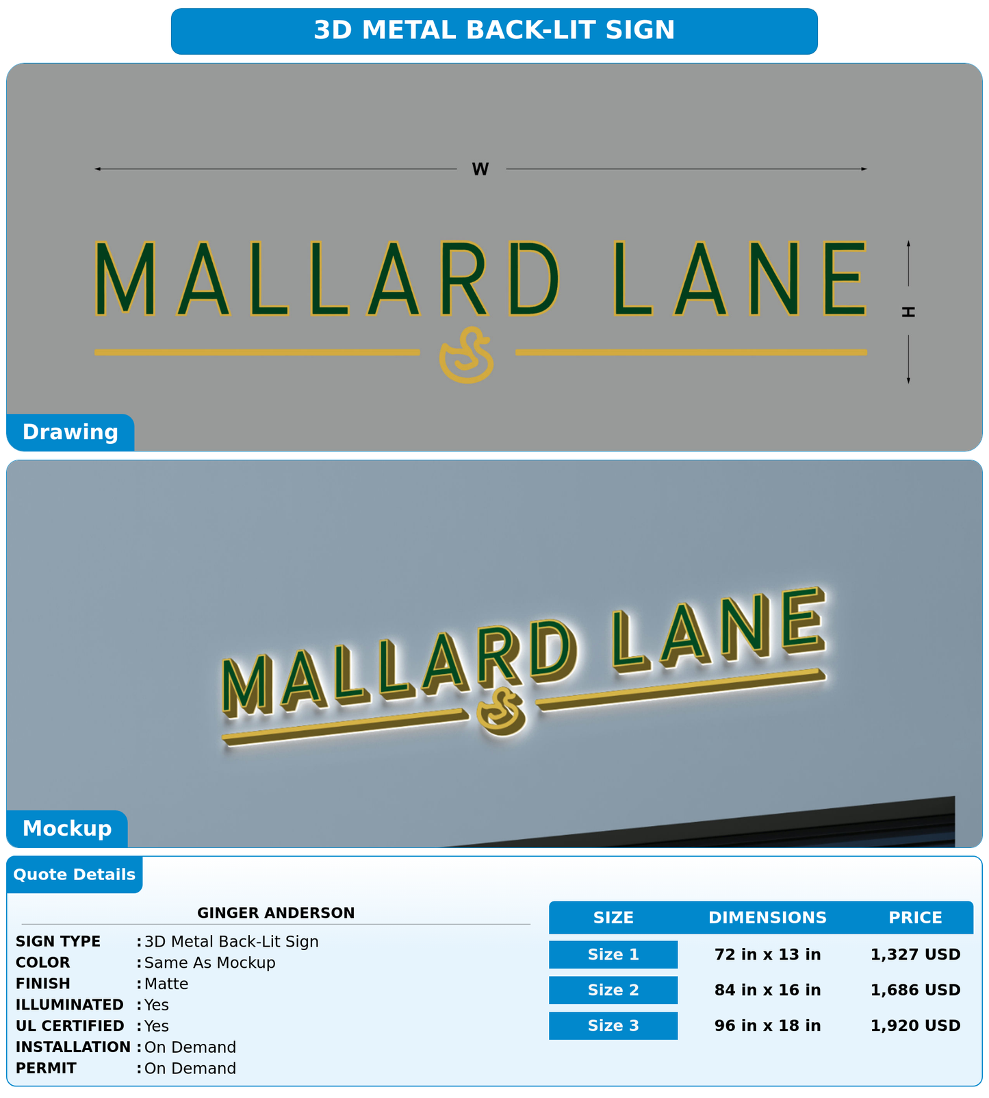 CUSTOM MOCKUP SIGN FOR Ginger Anderson