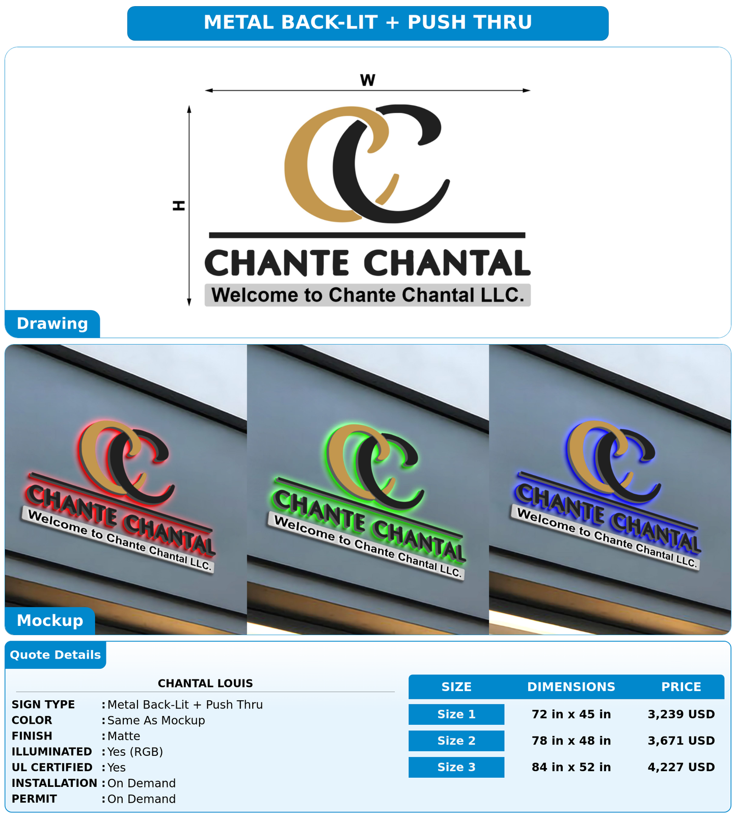 CUSTOM MOCKUP SIGN FOR Chantal Louis