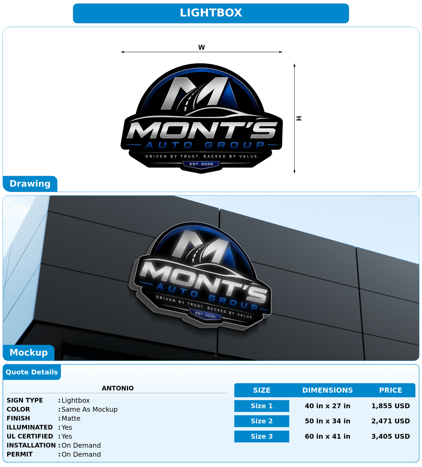 CUSTOM MOCKUP SIGN FOR Antonio