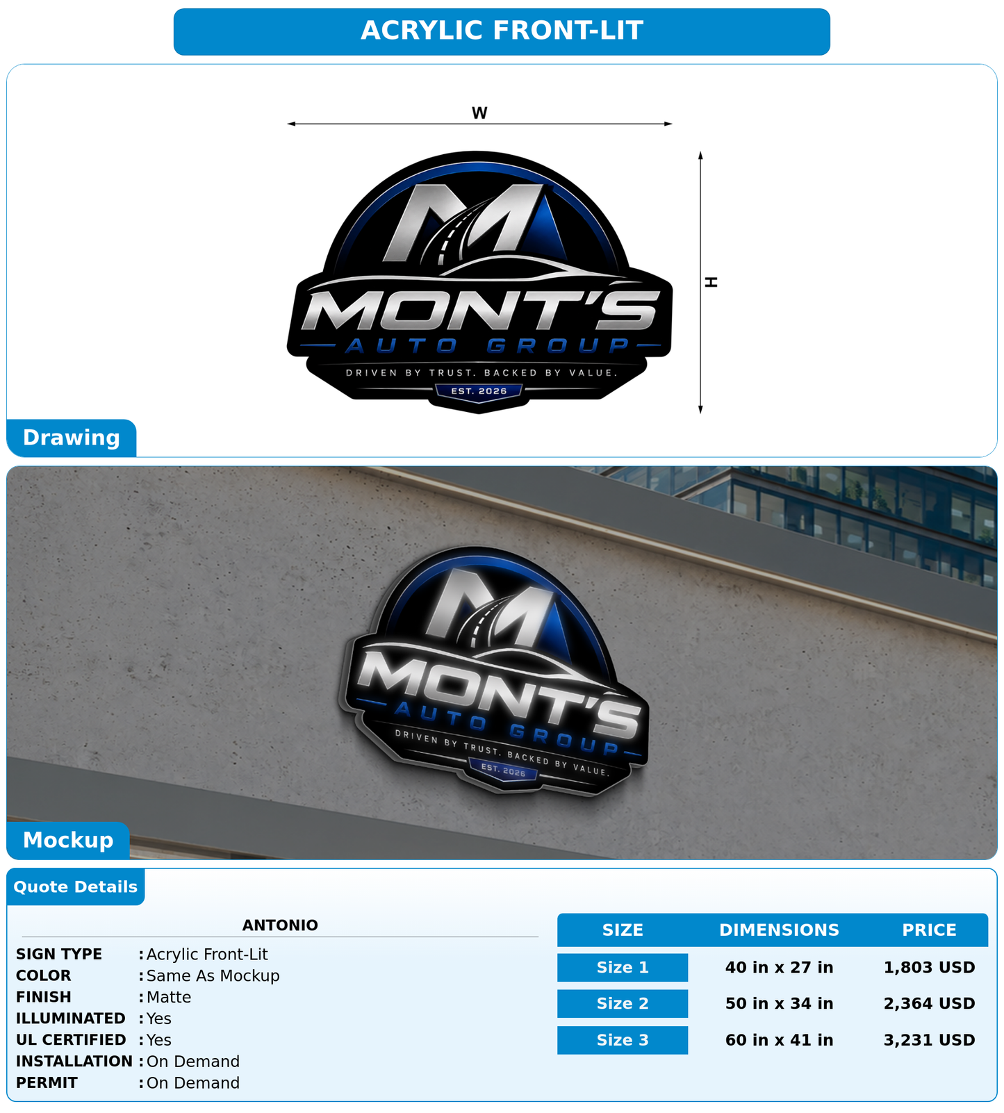 CUSTOM MOCKUP SIGN FOR Antonio