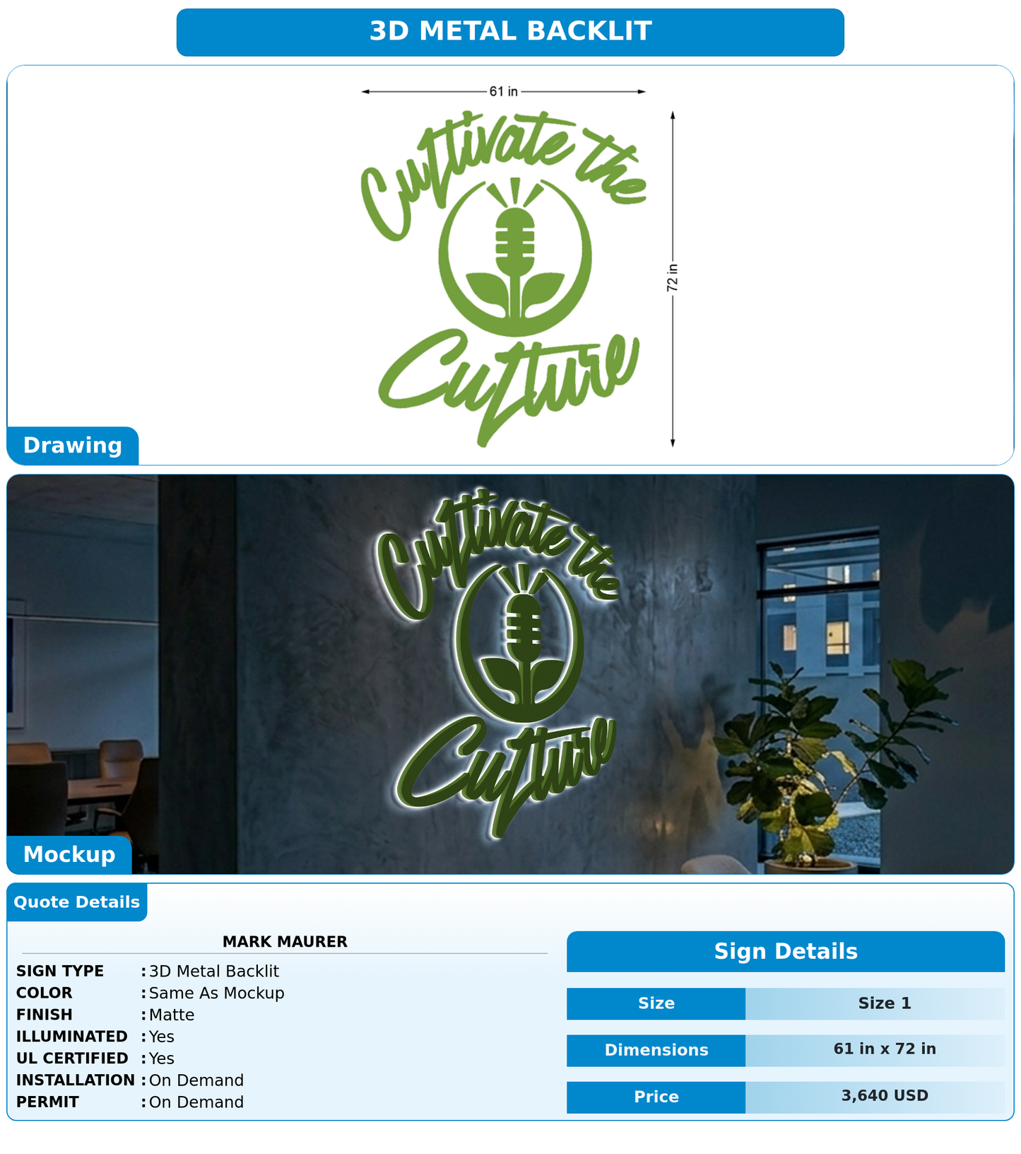 CUSTOM MOCKUP SIGN FOR Mark Maurer