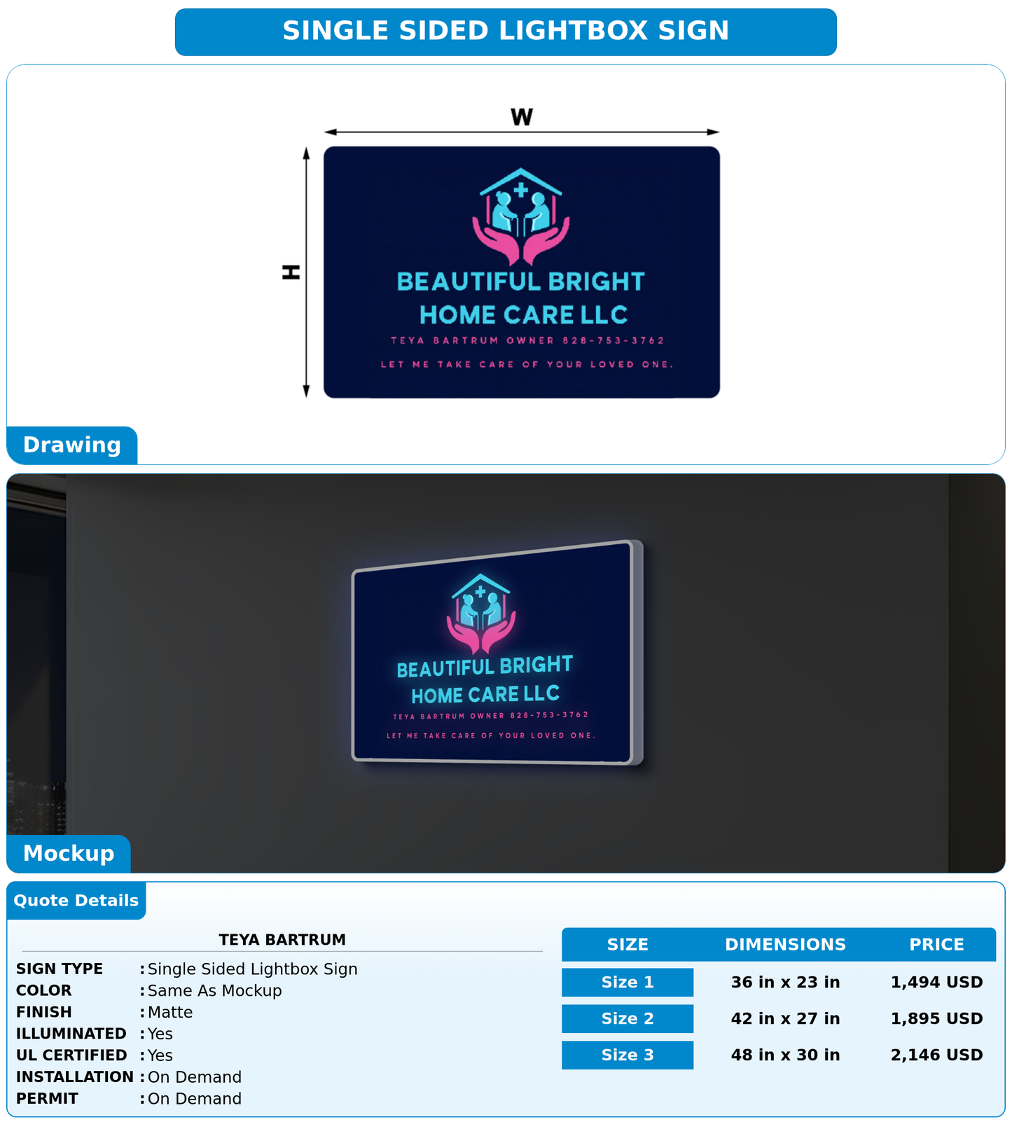 CUSTOM MOCKUP SIGN FOR Teya Bartrum