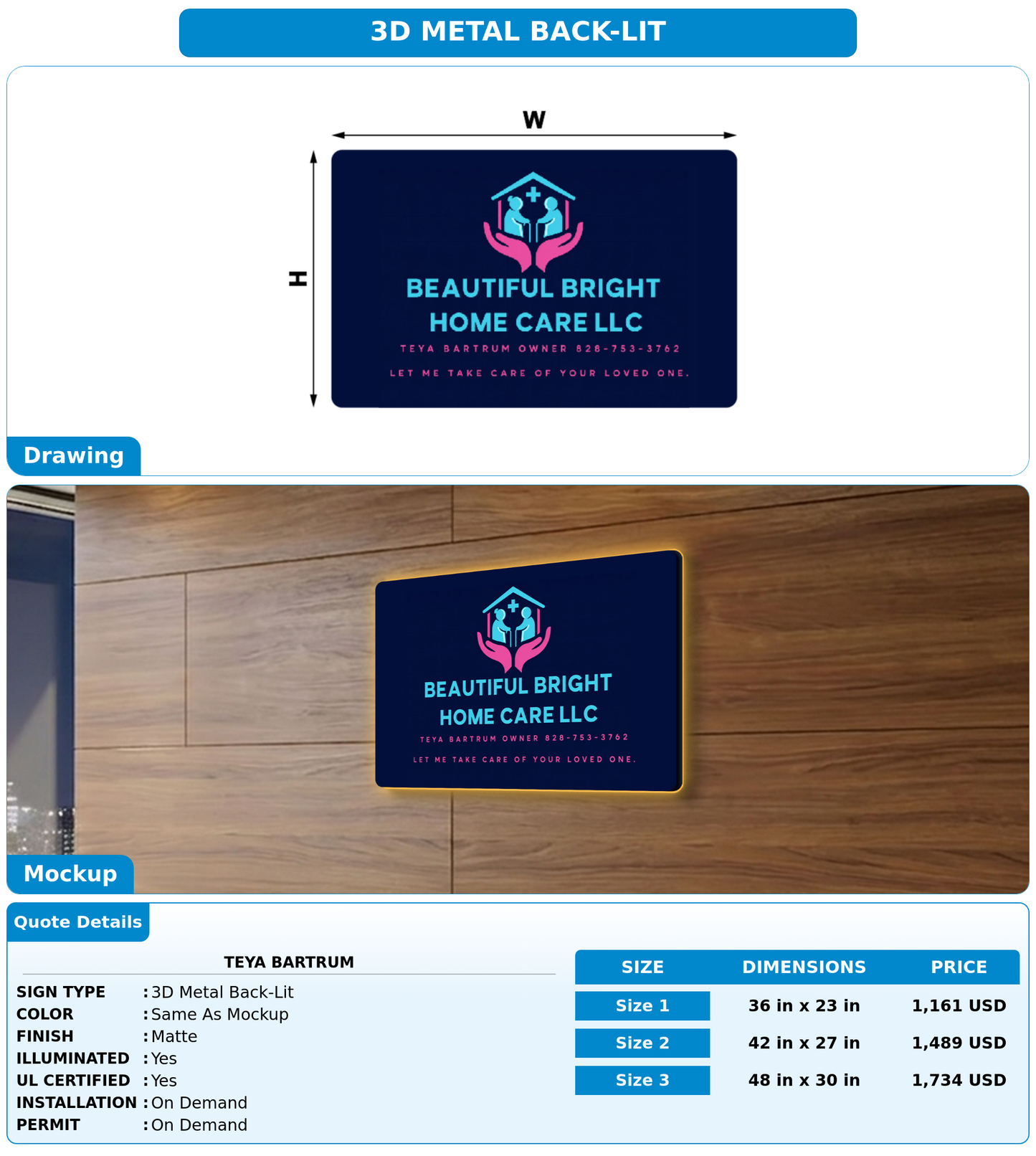 CUSTOM MOCKUP SIGN FOR Teya Bartrum