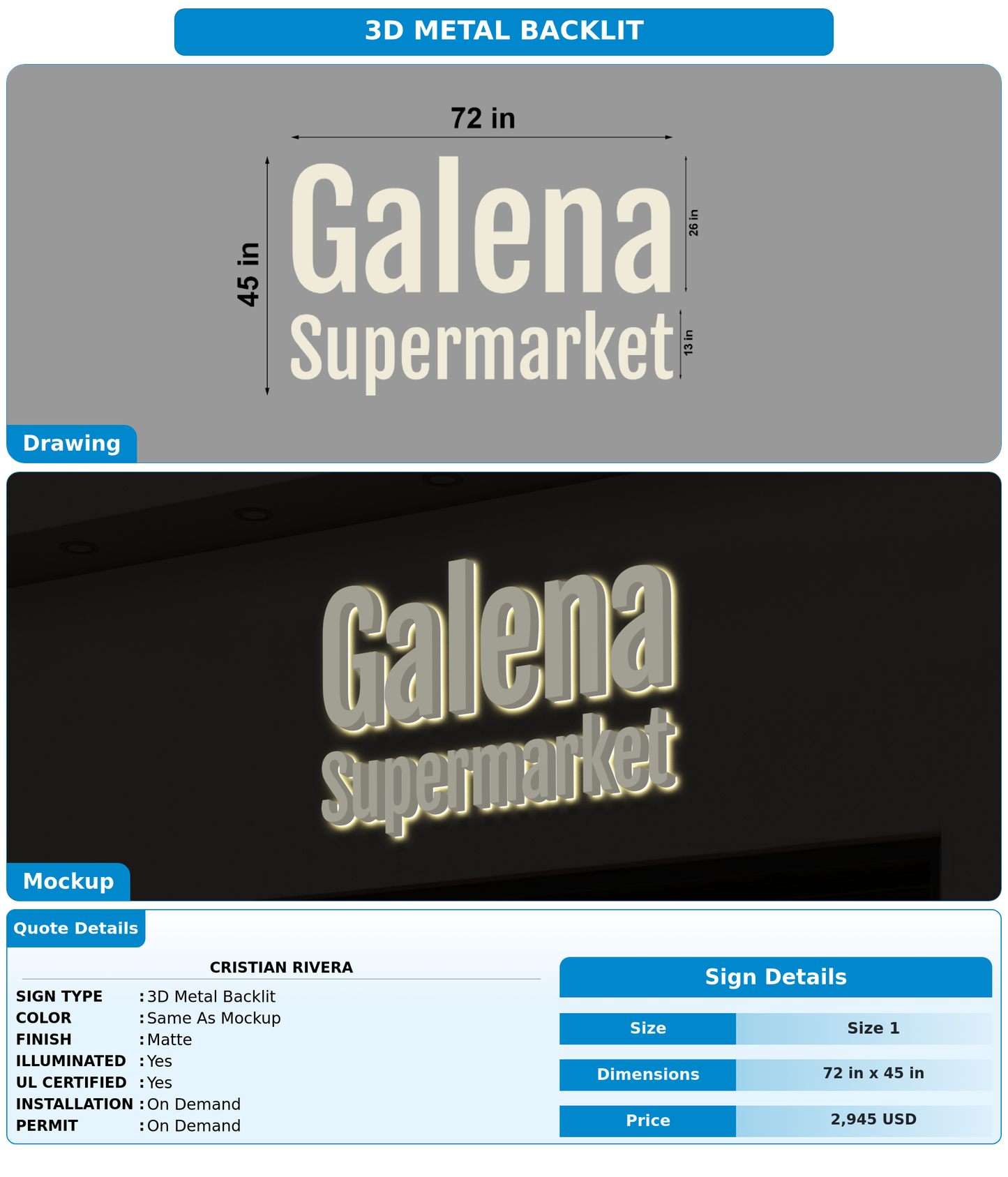 CUSTOM MOCKUP SIGN FOR Cristian Rivera
