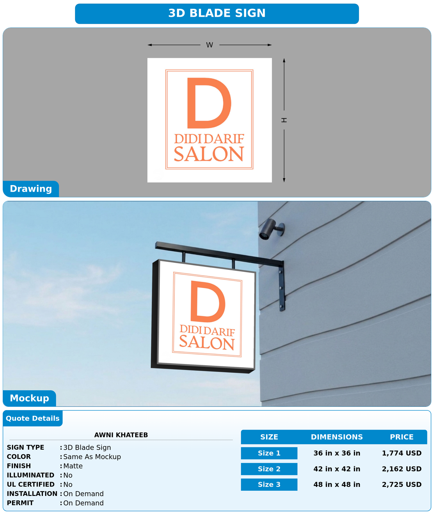 CUSTOM MOCKUP SIGN FOR awni khateeb