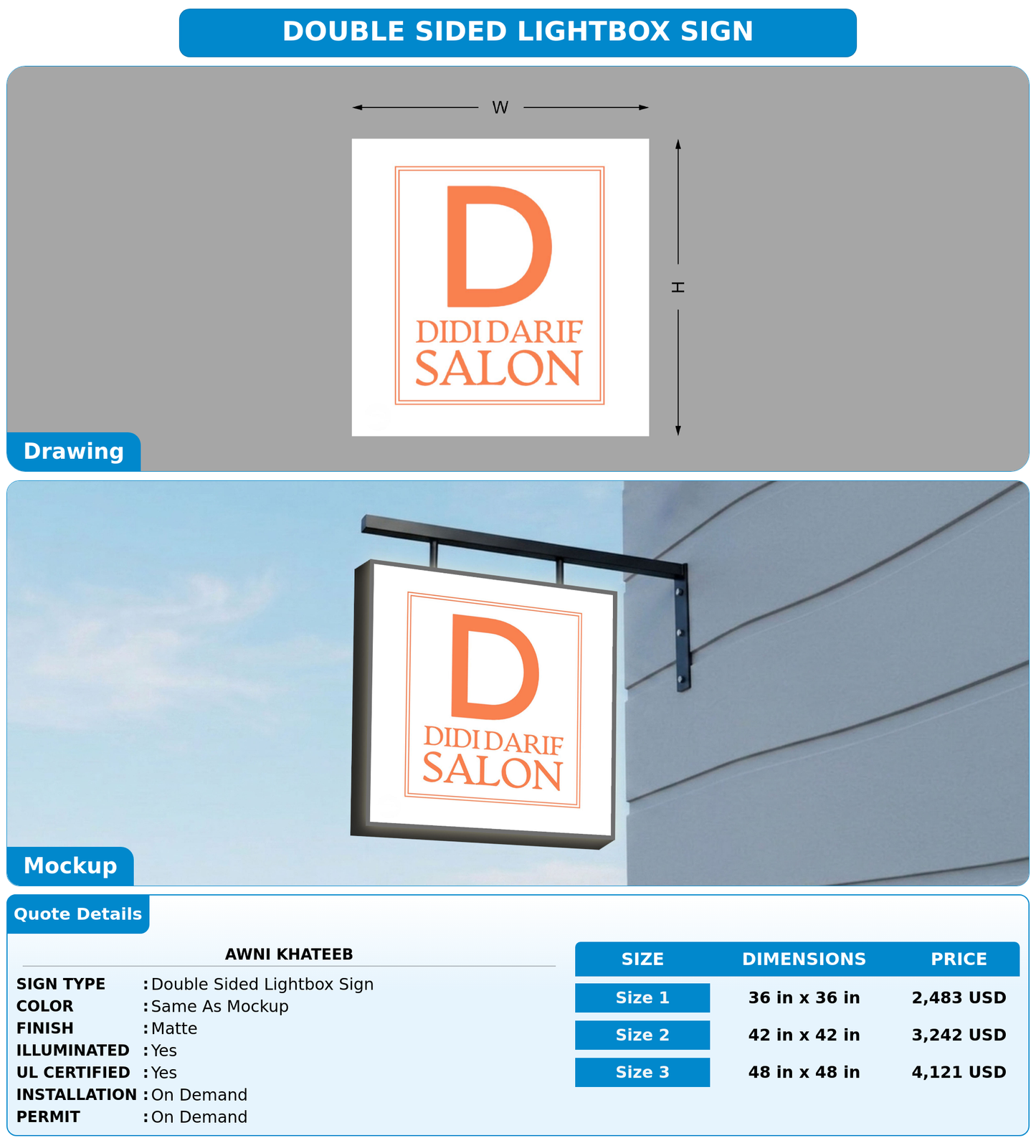 CUSTOM MOCKUP SIGN FOR awni khateeb