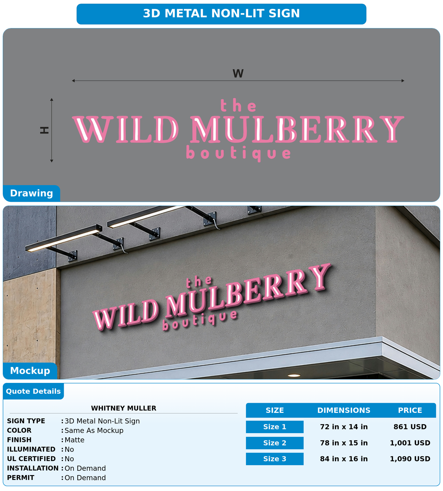 CUSTOM MOCKUP SIGN FOR Whitney Muller