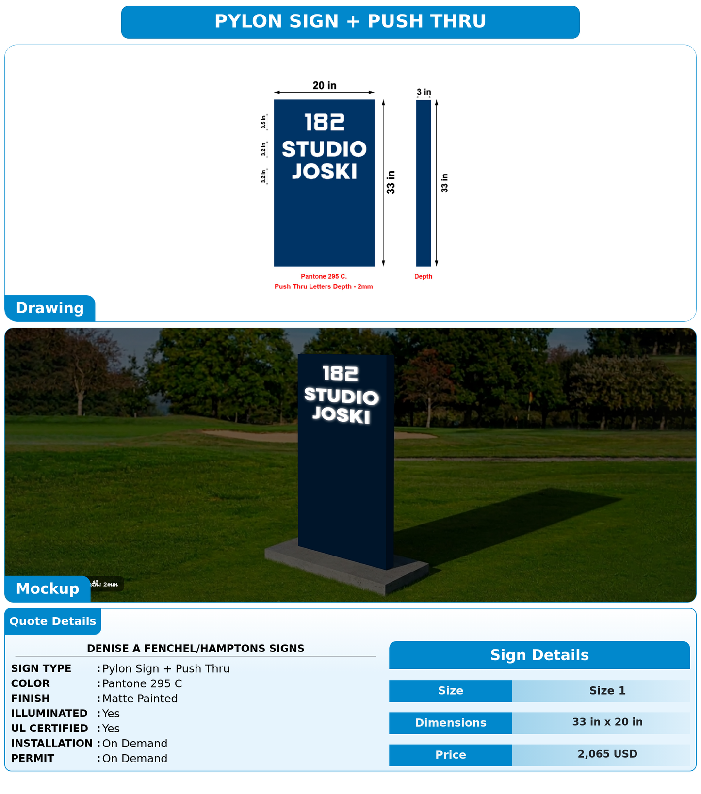 CUSTOM MOCKUP SIGN FOR DENISE A FENCHEL/Hamptons Signs