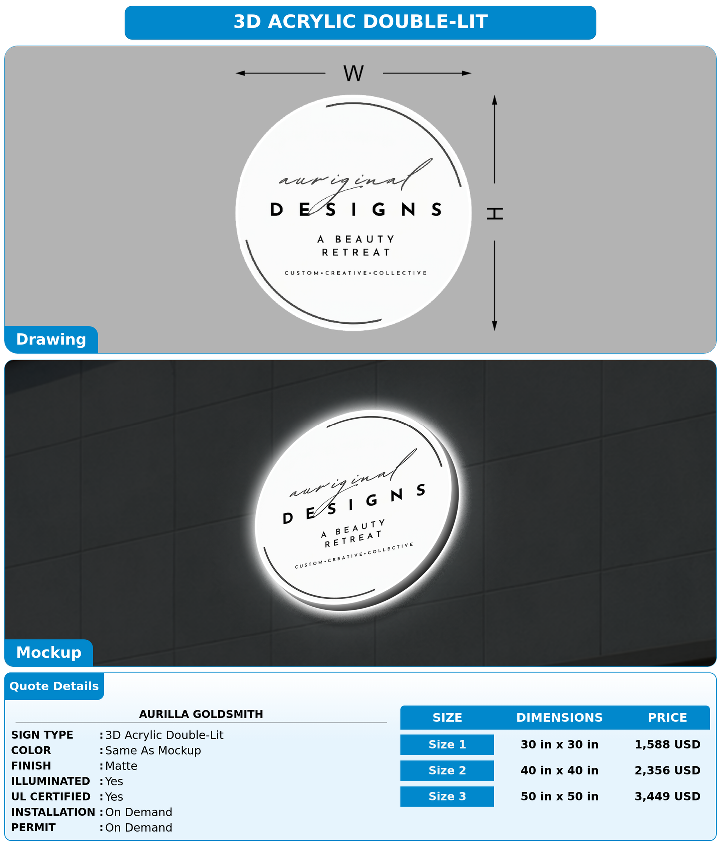 CUSTOM MOCKUP SIGN FOR Aurilla Goldsmith