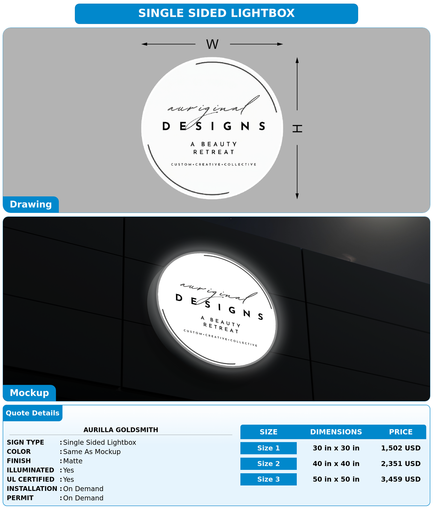 CUSTOM MOCKUP SIGN FOR Aurilla Goldsmith