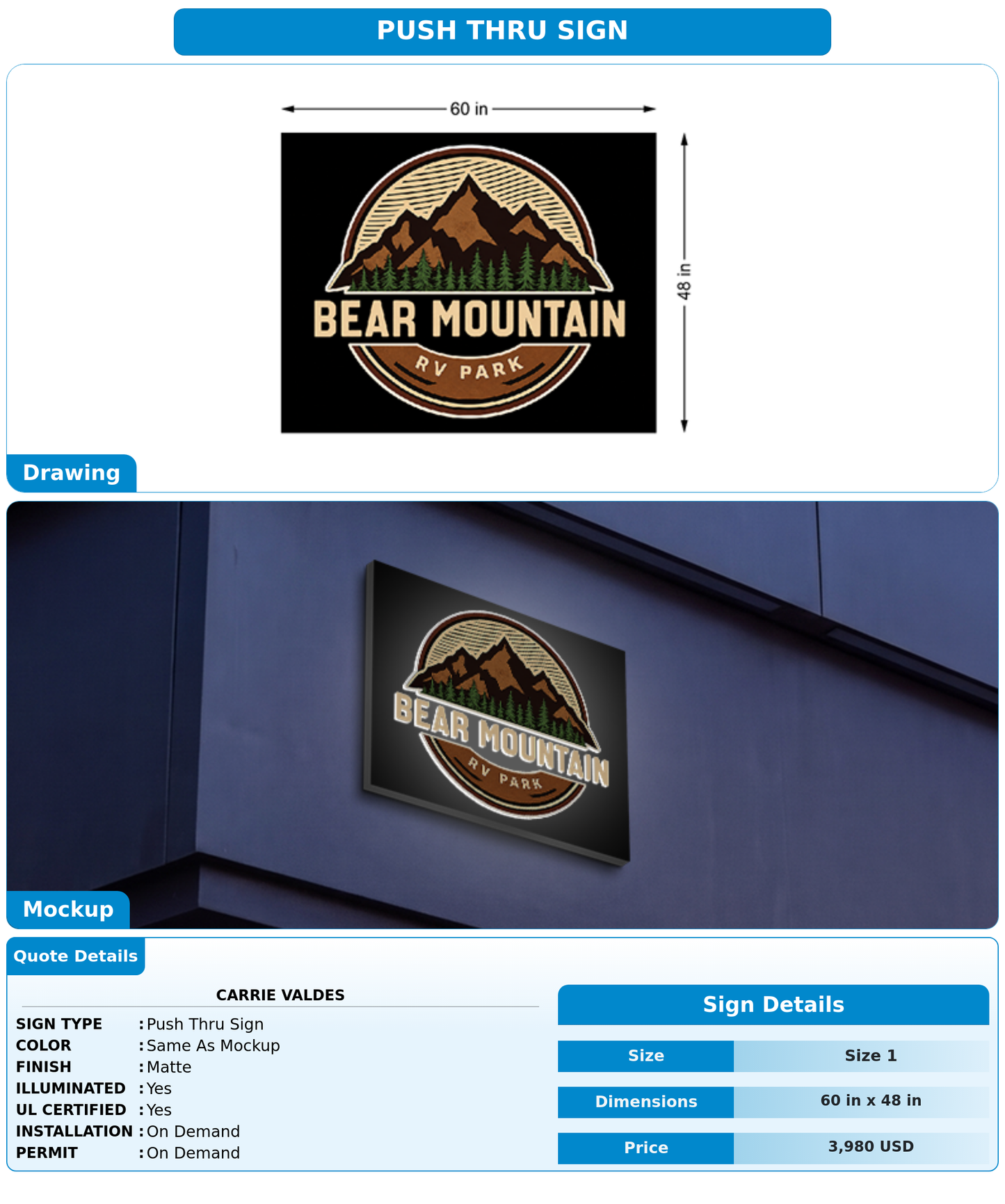 CUSTOM MOCKUP SIGN FOR Carrie Valdes