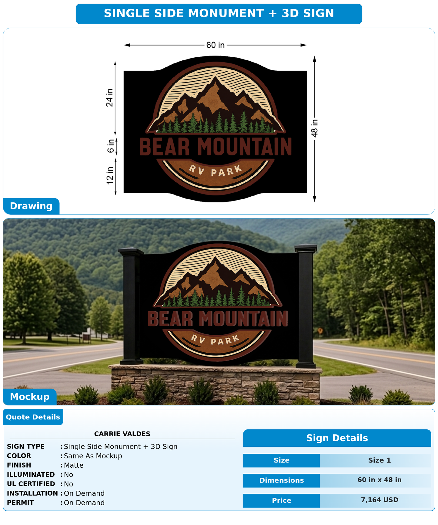 CUSTOM MOCKUP SIGN FOR Carrie Valdes