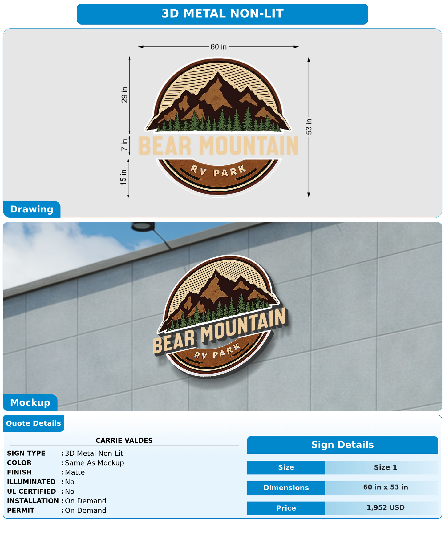 CUSTOM MOCKUP SIGN FOR Carrie Valdes