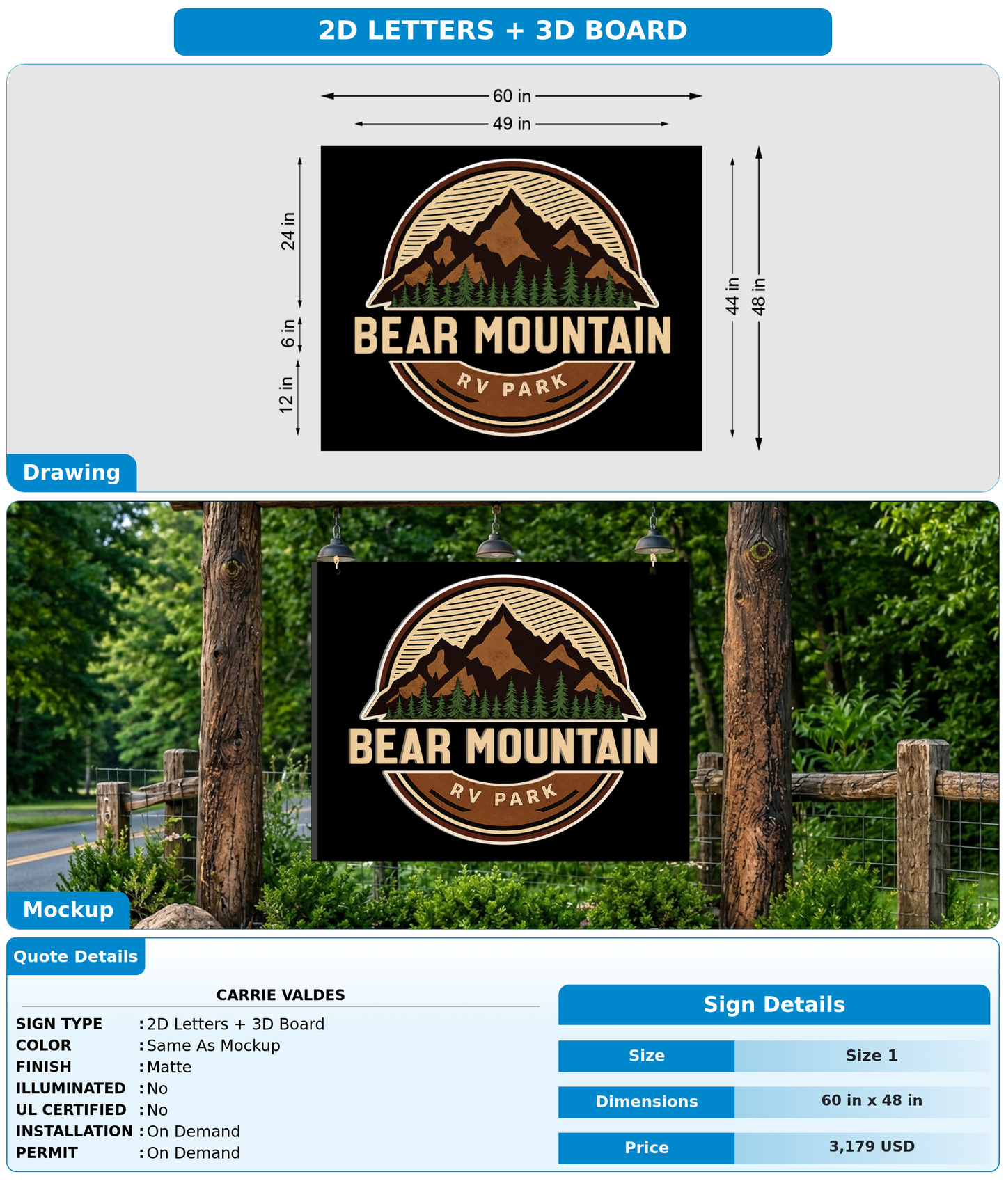 CUSTOM MOCKUP SIGN FOR Carrie Valdes