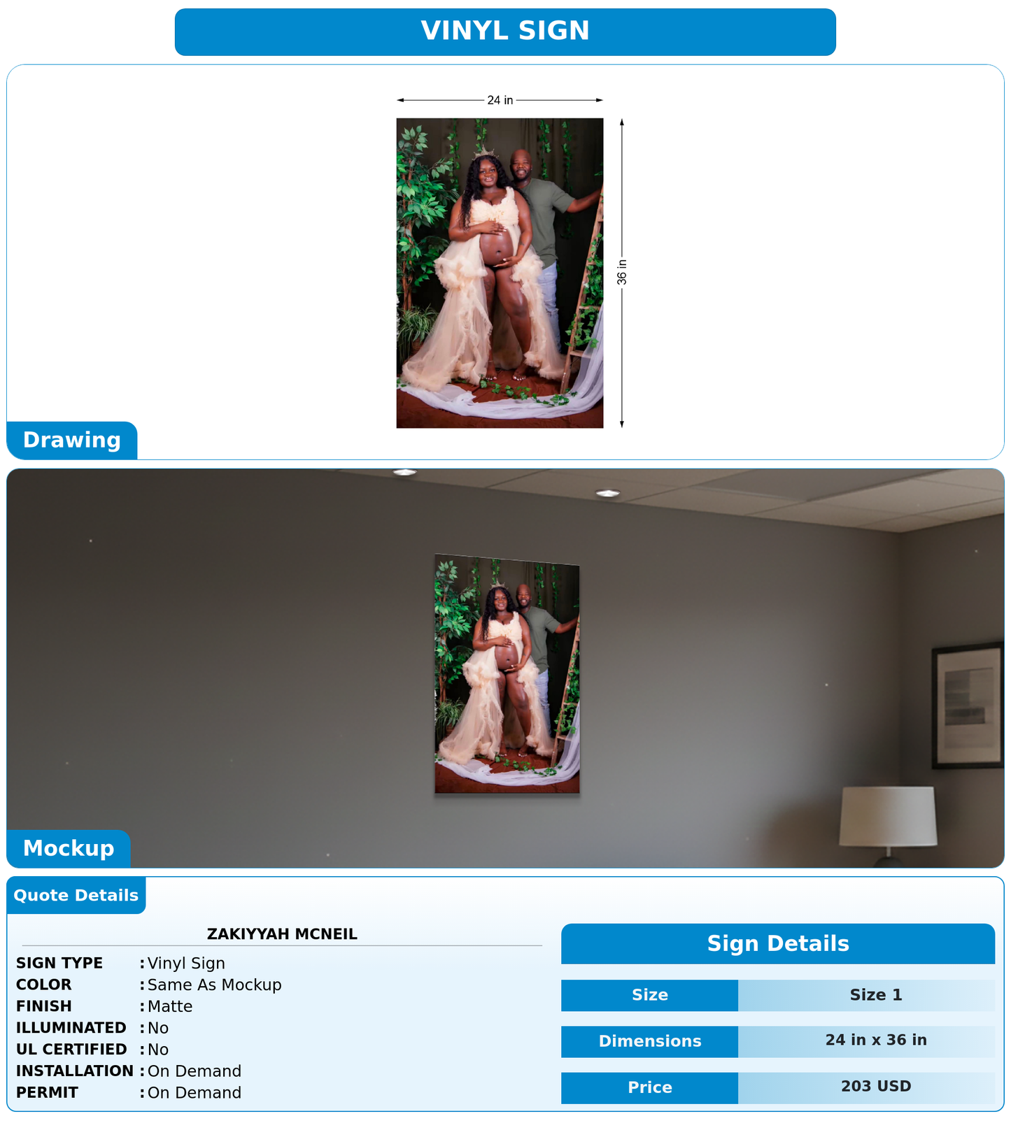 CUSTOM MOCKUP SIGN FOR Zakiyyah McNeil