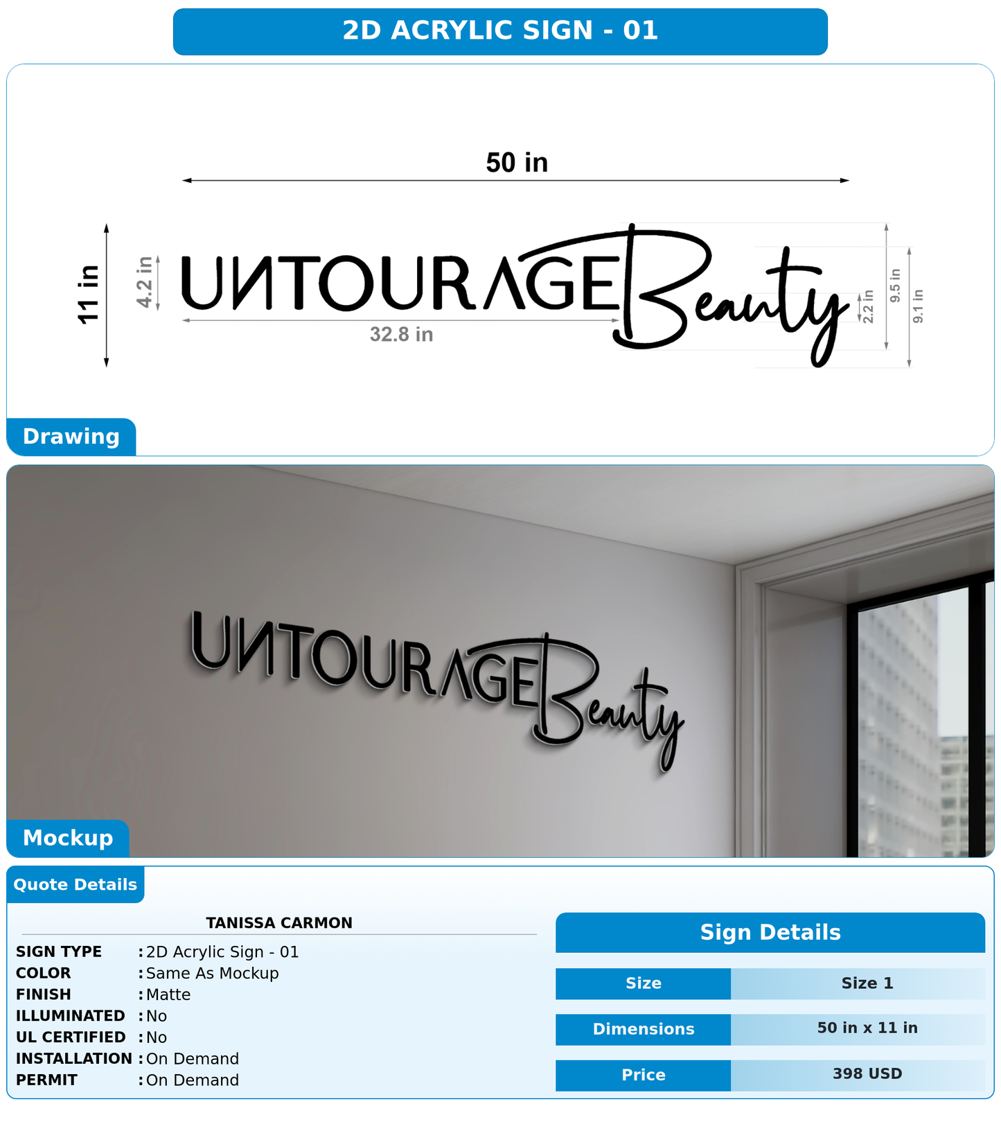 CUSTOM MOCKUP SIGN FOR Tanissa Carmon
